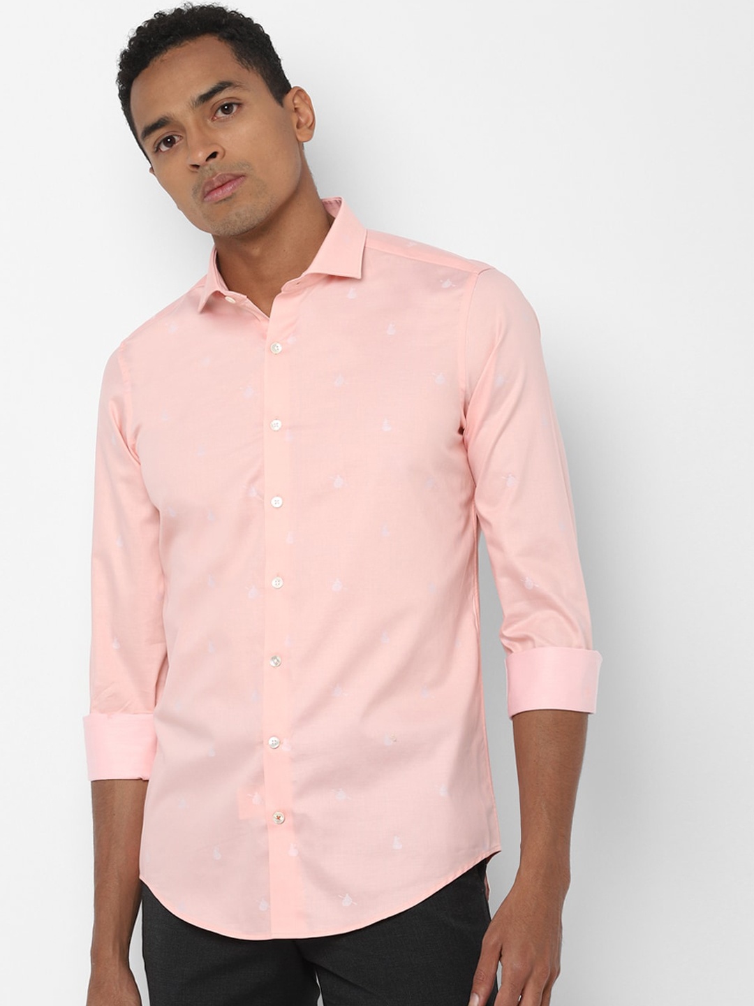 SIMON CARTER LONDON Men Pink Slim Fit Printed Casual Shirt