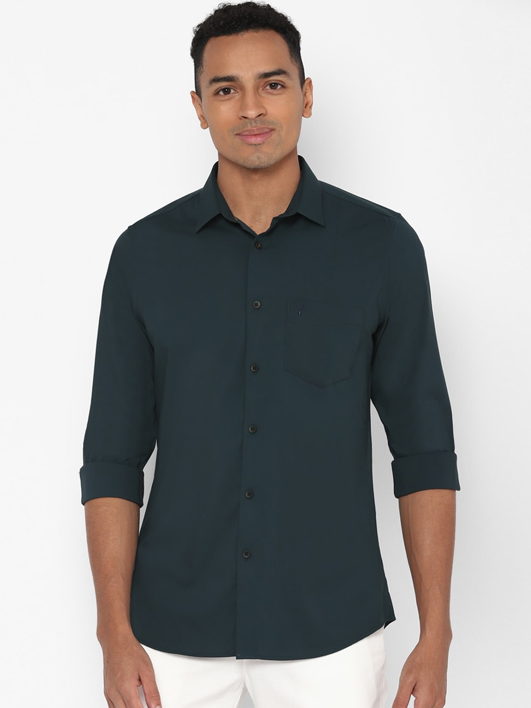 

Allen Solly Men Green Slim Fit Solid Casual Shirt