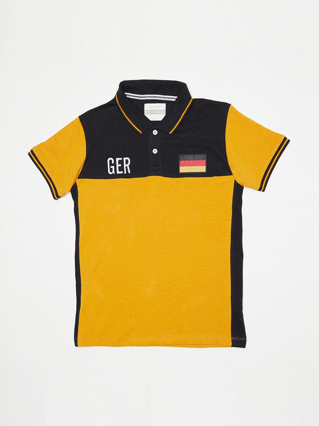 

Octave Boys Yellow & Blue Colorblocked Polo Collar Tshirt
