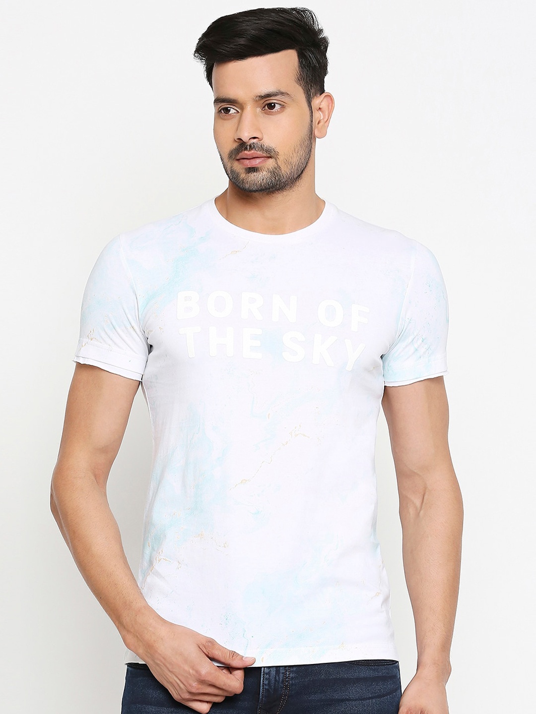 

Mufti Men White Printed Round Neck T-shirt