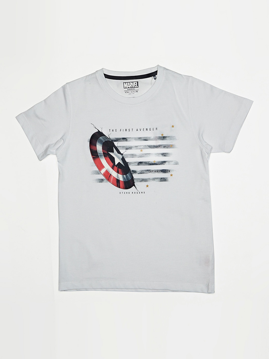

Octave Boys White Printed Round Neck T-shirt