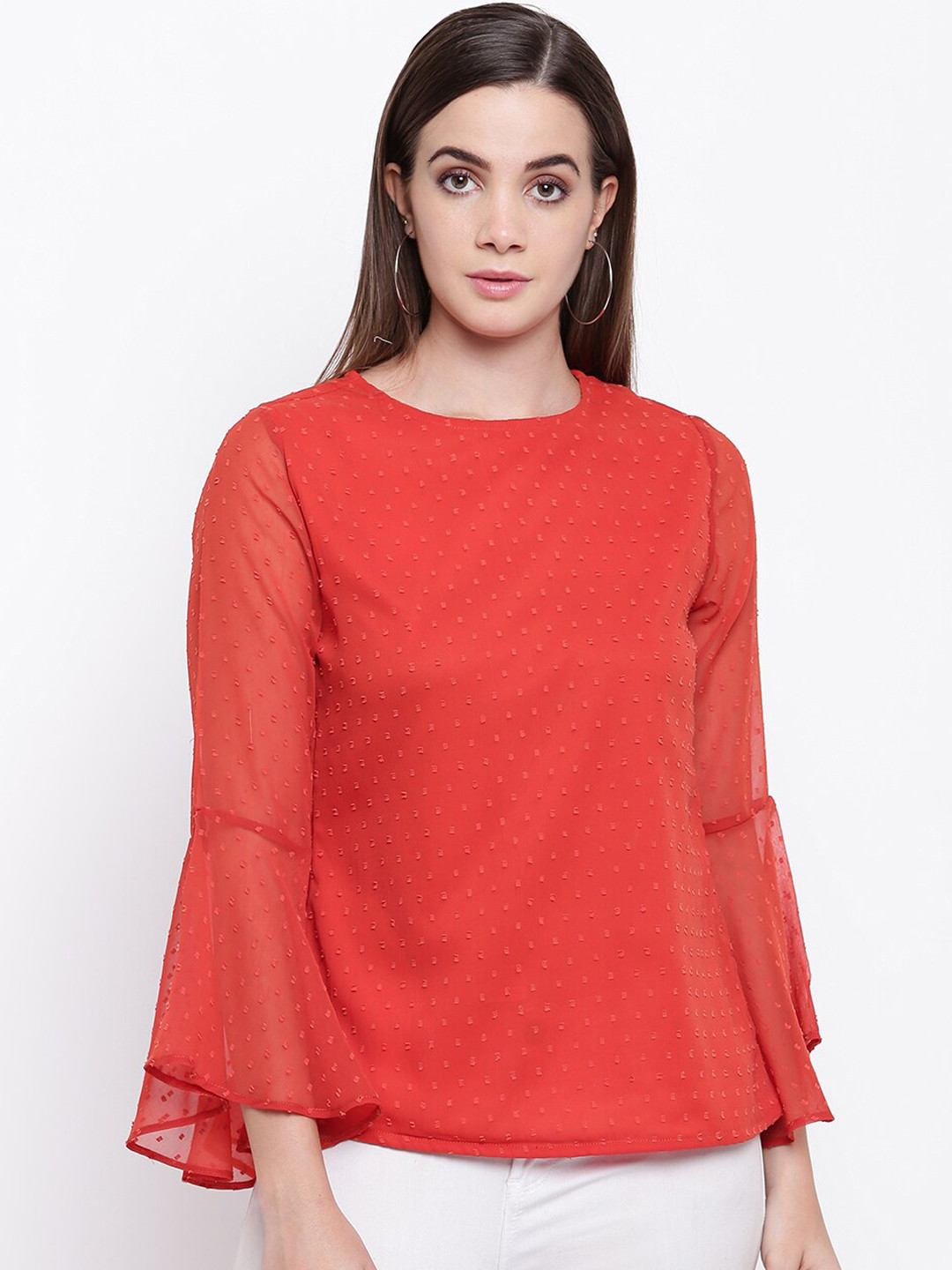 

RIVI Red Self Design Top, Rust