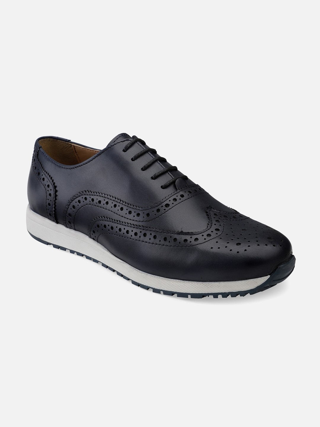 

Hats Off Accessories Men Navy Blue Perforations Leather Brogues