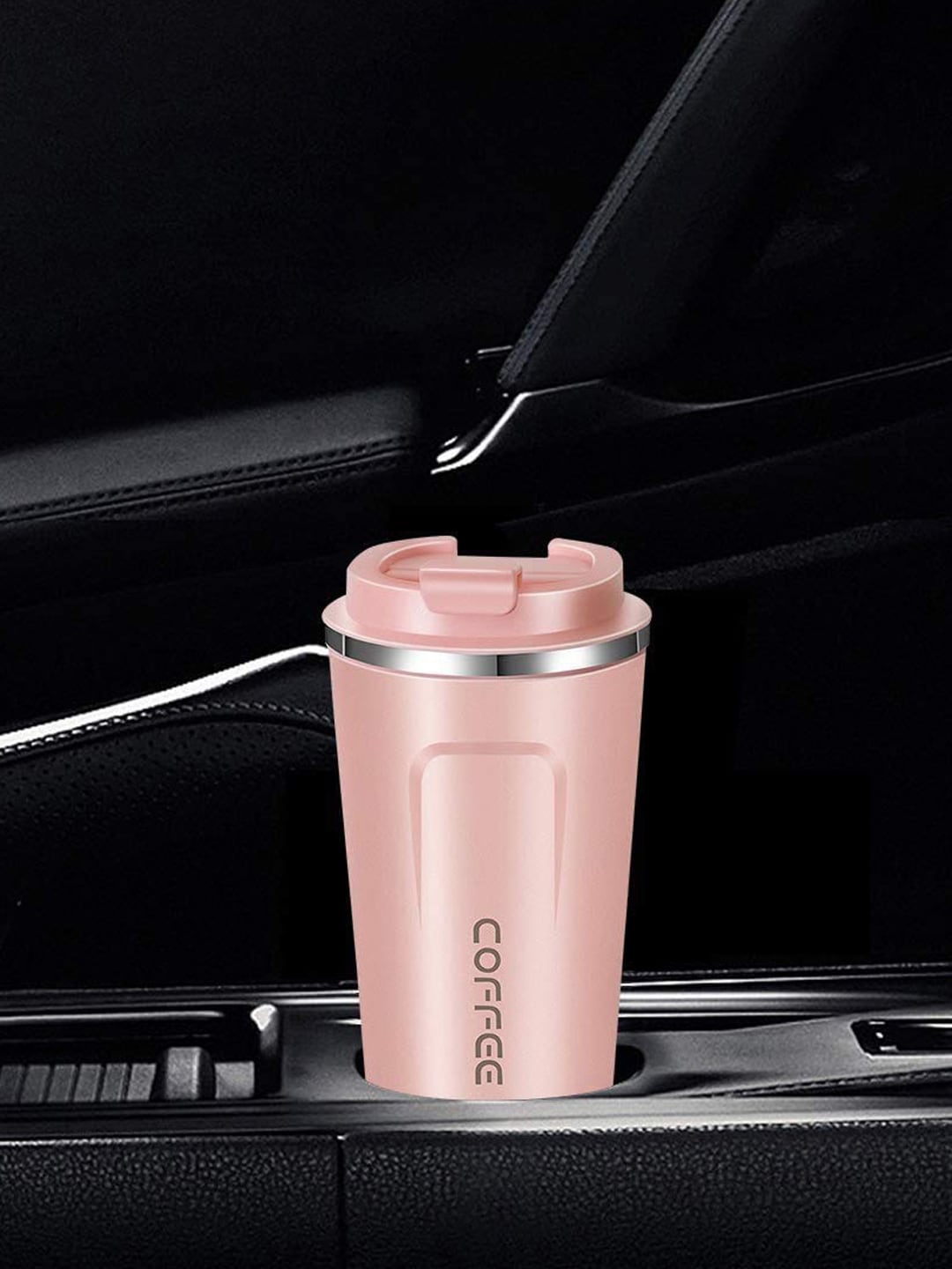 

INCRIZMA Pink & Grey Solid Double Wall Steel Reusable Coffee Cup