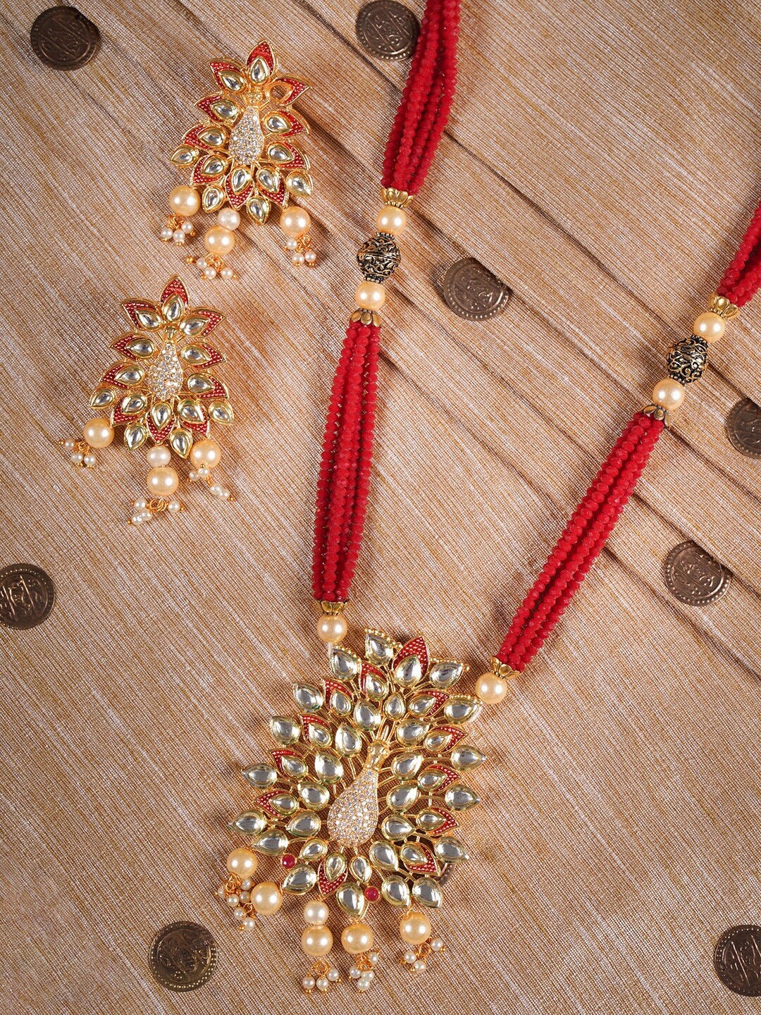 

Shoshaa Red Gold-Plated Kundan-Studded Handcrafted Jewellery Set