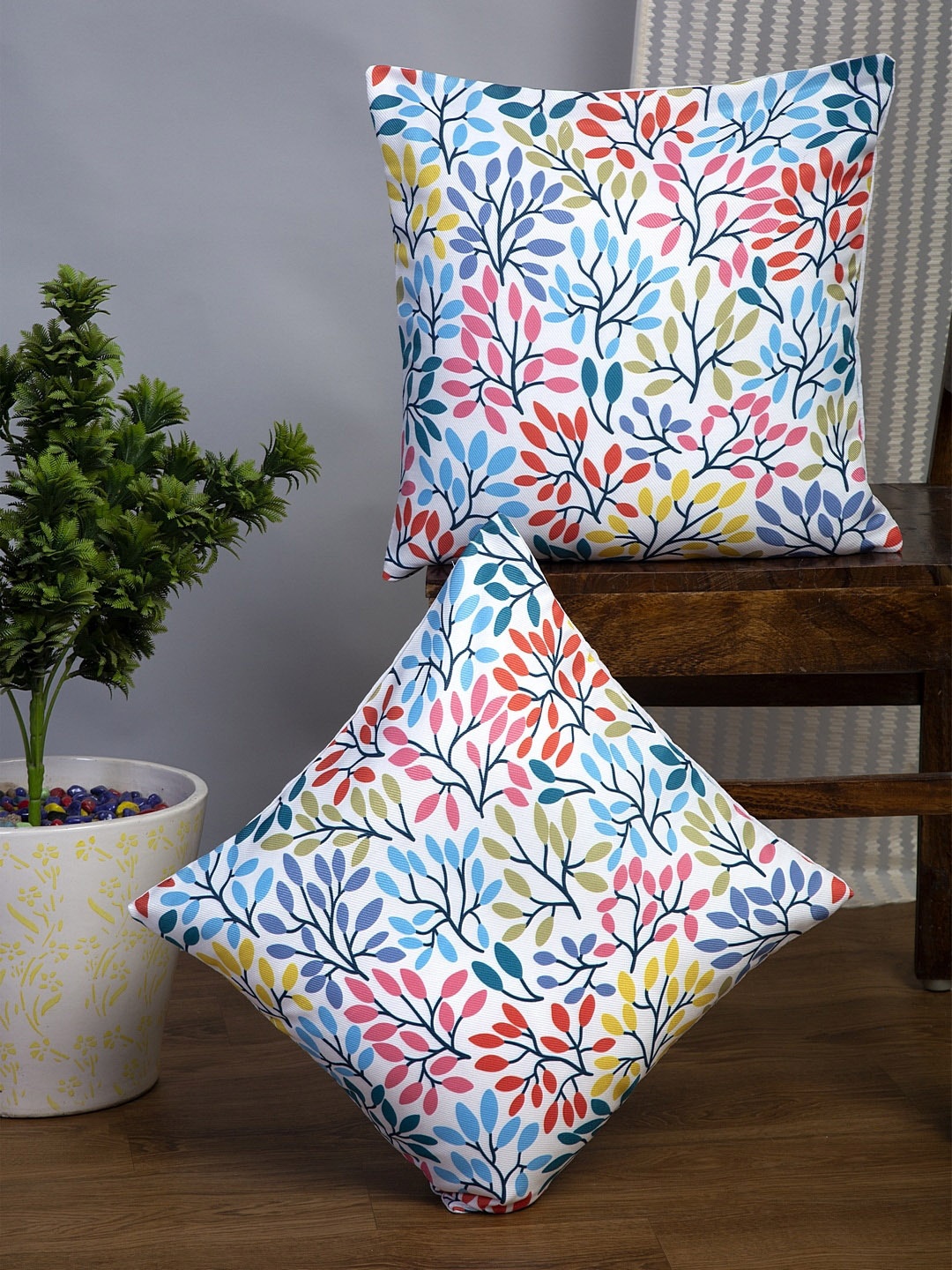 

Alina Decor Multicolored Printed Set of 2 Cushion Covers, Multi
