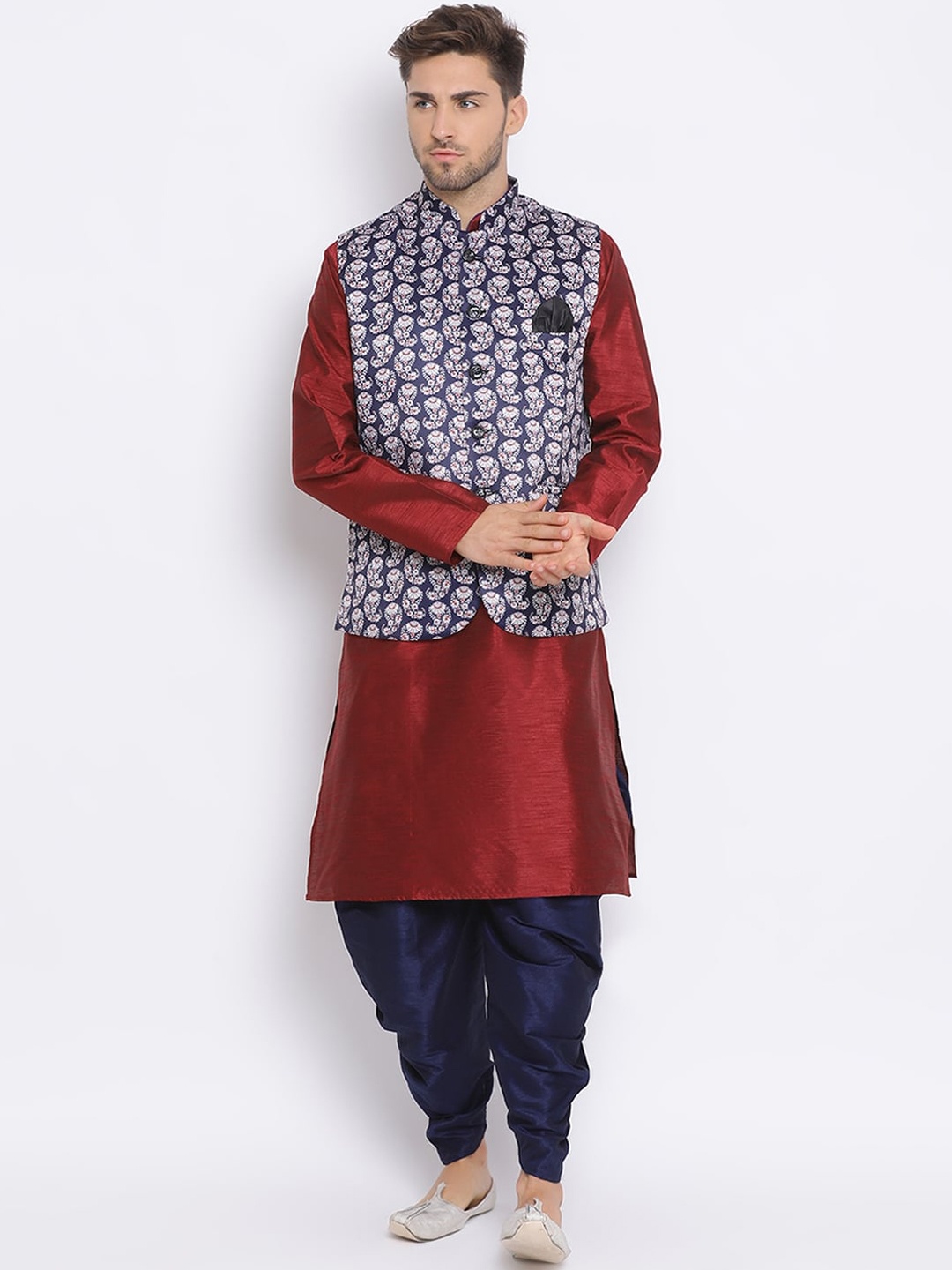 Hangup Men Multicoloured & Multicoloured Solid Kurta with Harem Pants, Multi