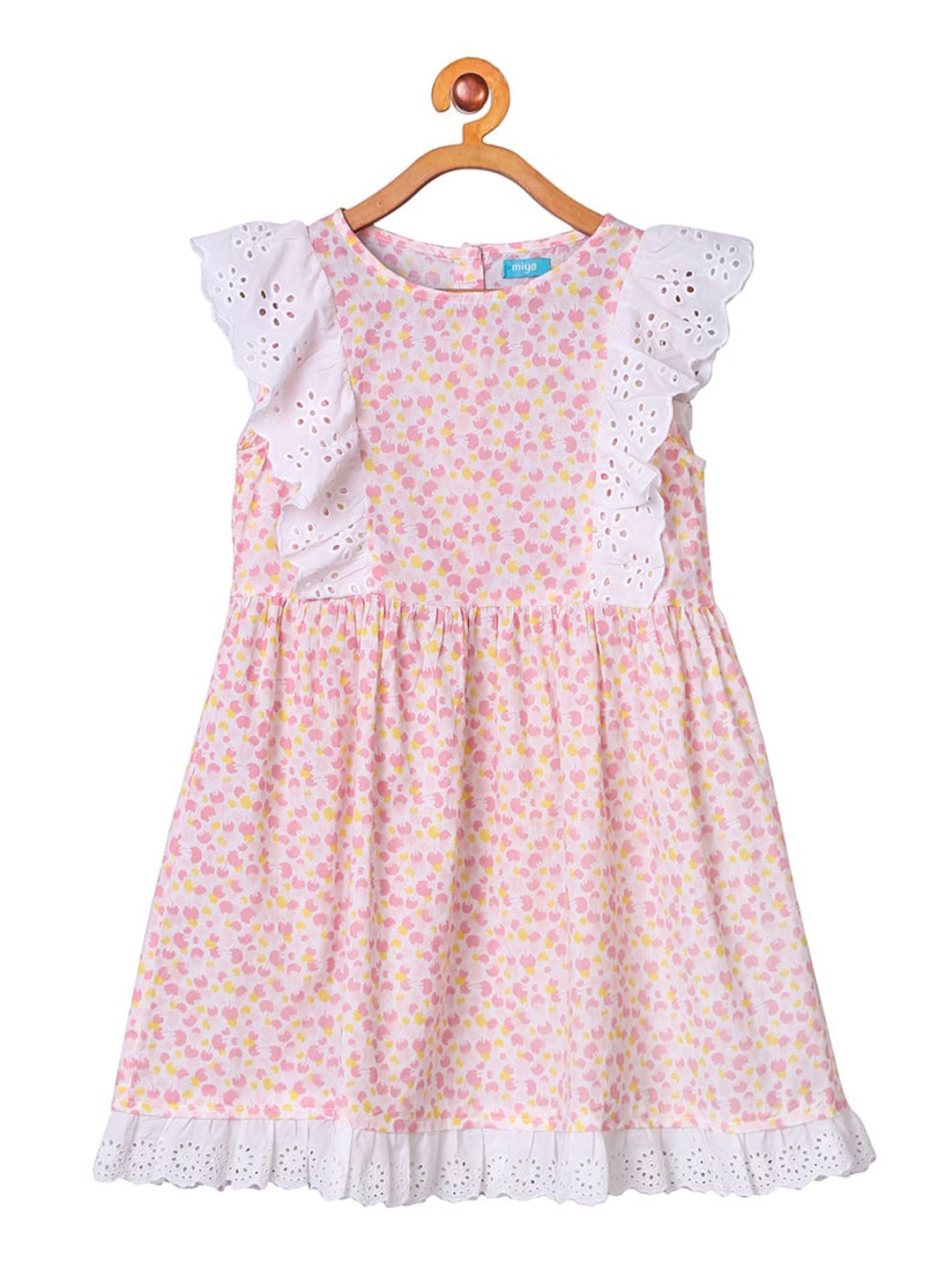 

Miyo Girls Pink Printed Fit and Flare Dress