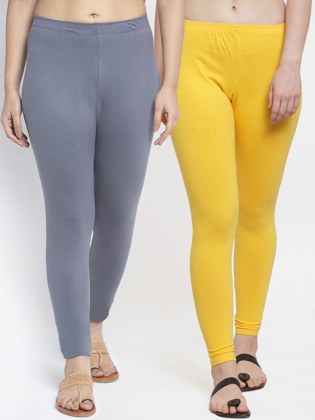 

GRACIT Women Pack Of 2 Solid Ankle-Length Leggings, Grey