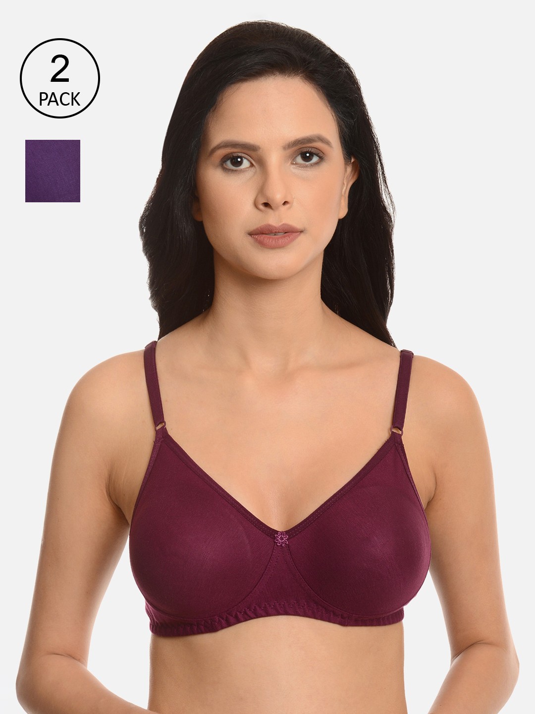 

mod & shy Purple & Burgundy Solid Non-Wired Non Padded T-shirt Bra MS8487M