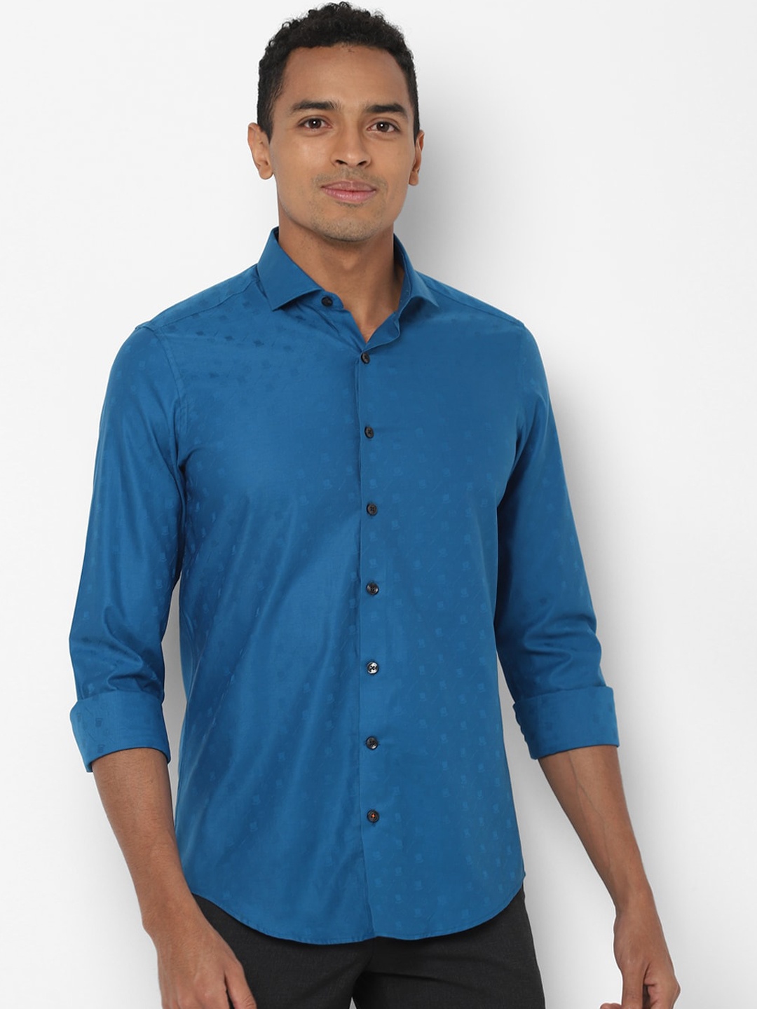 

SIMON CARTER LONDON Men Blue Slim Fit Solid Casual Cotton Shirt