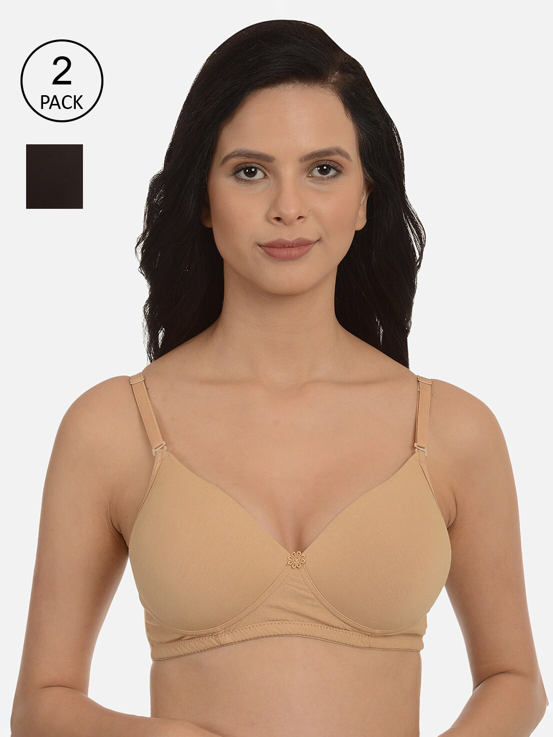 

mod & shy Pack Of 2 Assorted Solid Non-Wired Lightly Padded T-shirt Bras MS8082M