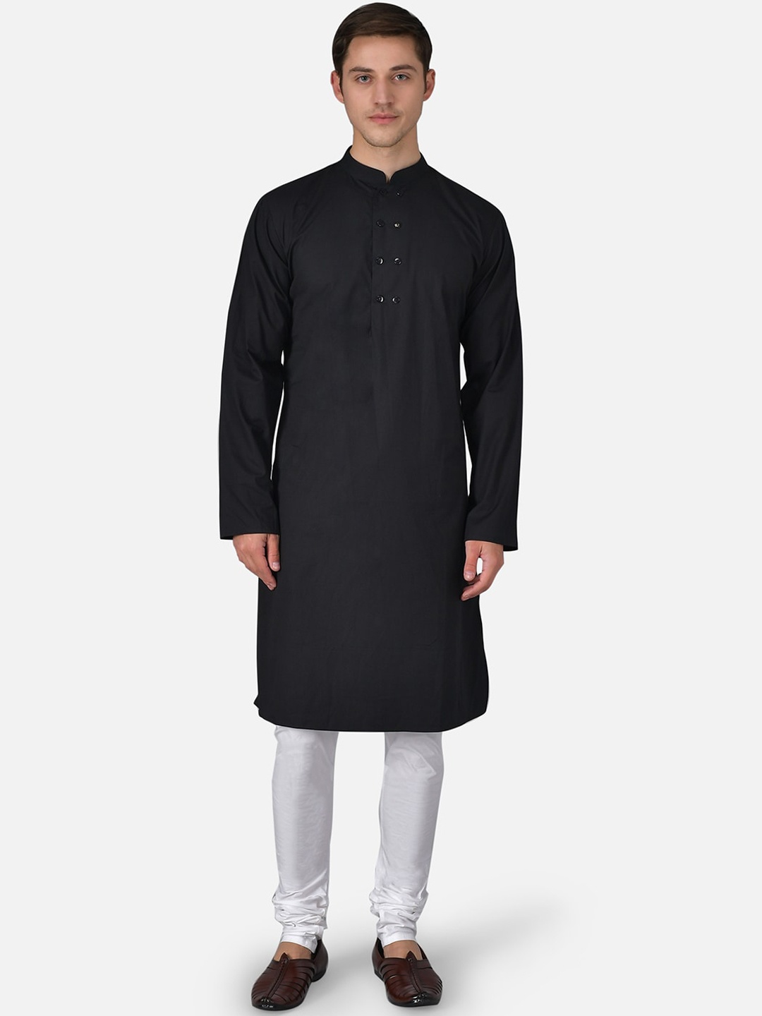 

Purple State Men Black Thread Work Kurta