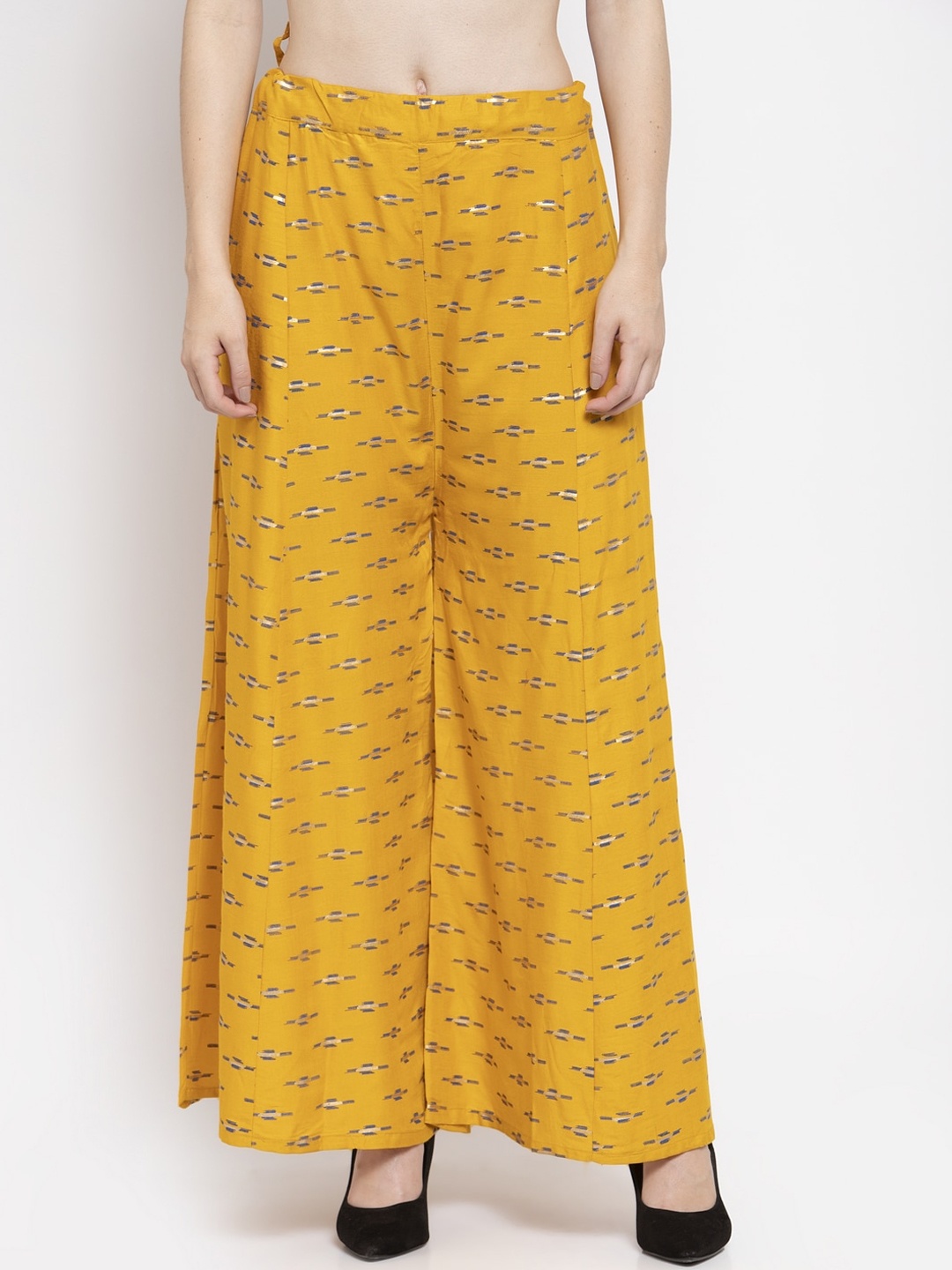 

Clora Creation Women Mustard Printed Flared Palazzos