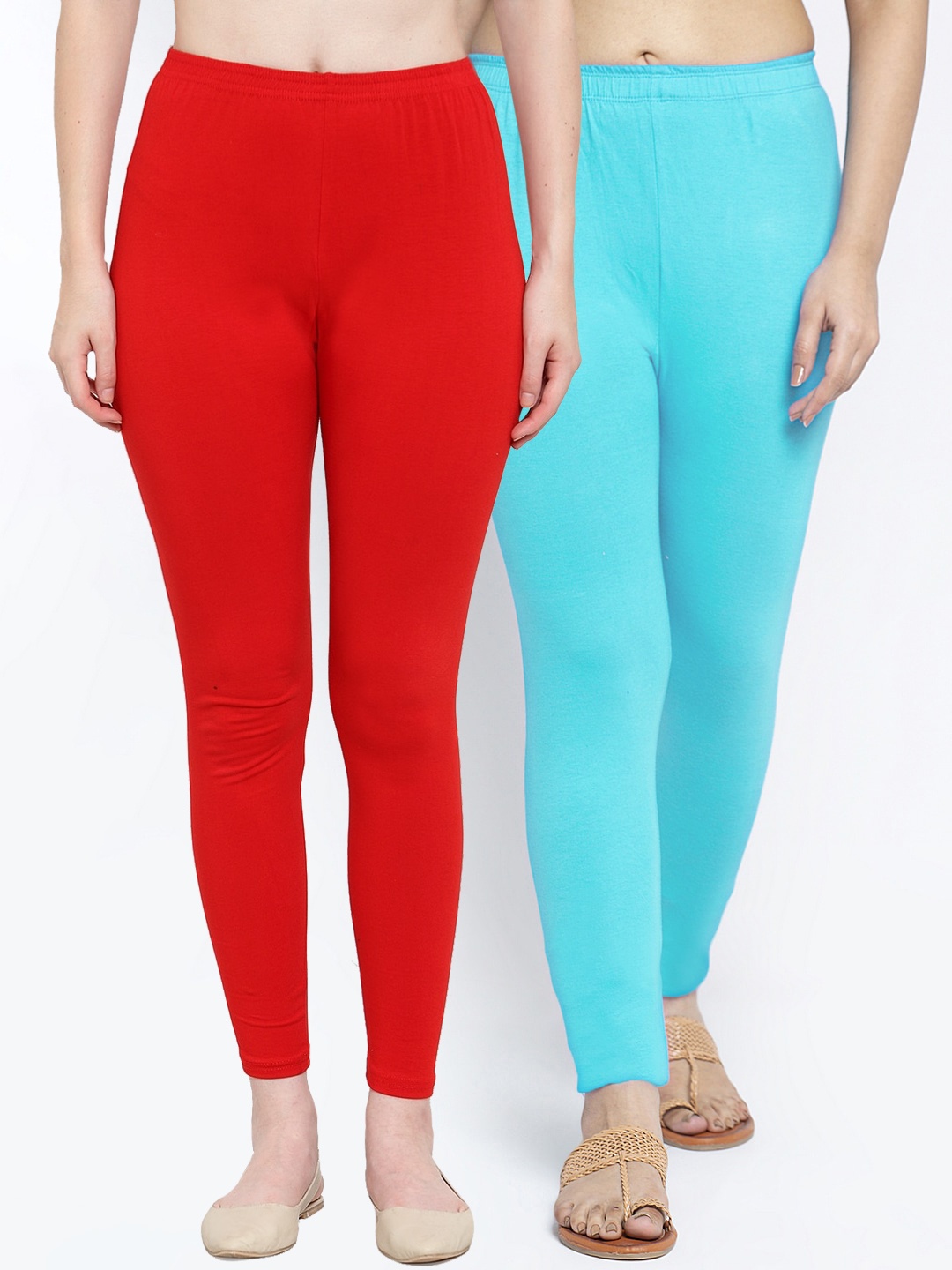 

GRACIT Women Pack Of 2 Solid Ankle-Length Leggings, Red