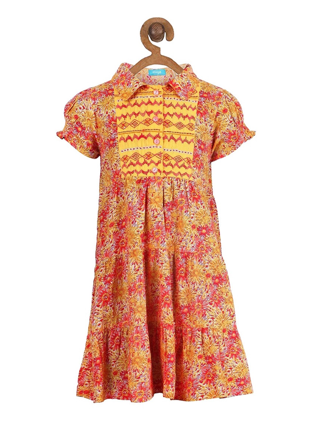 

Miyo Girls Red Printed Fit and Flare Dress