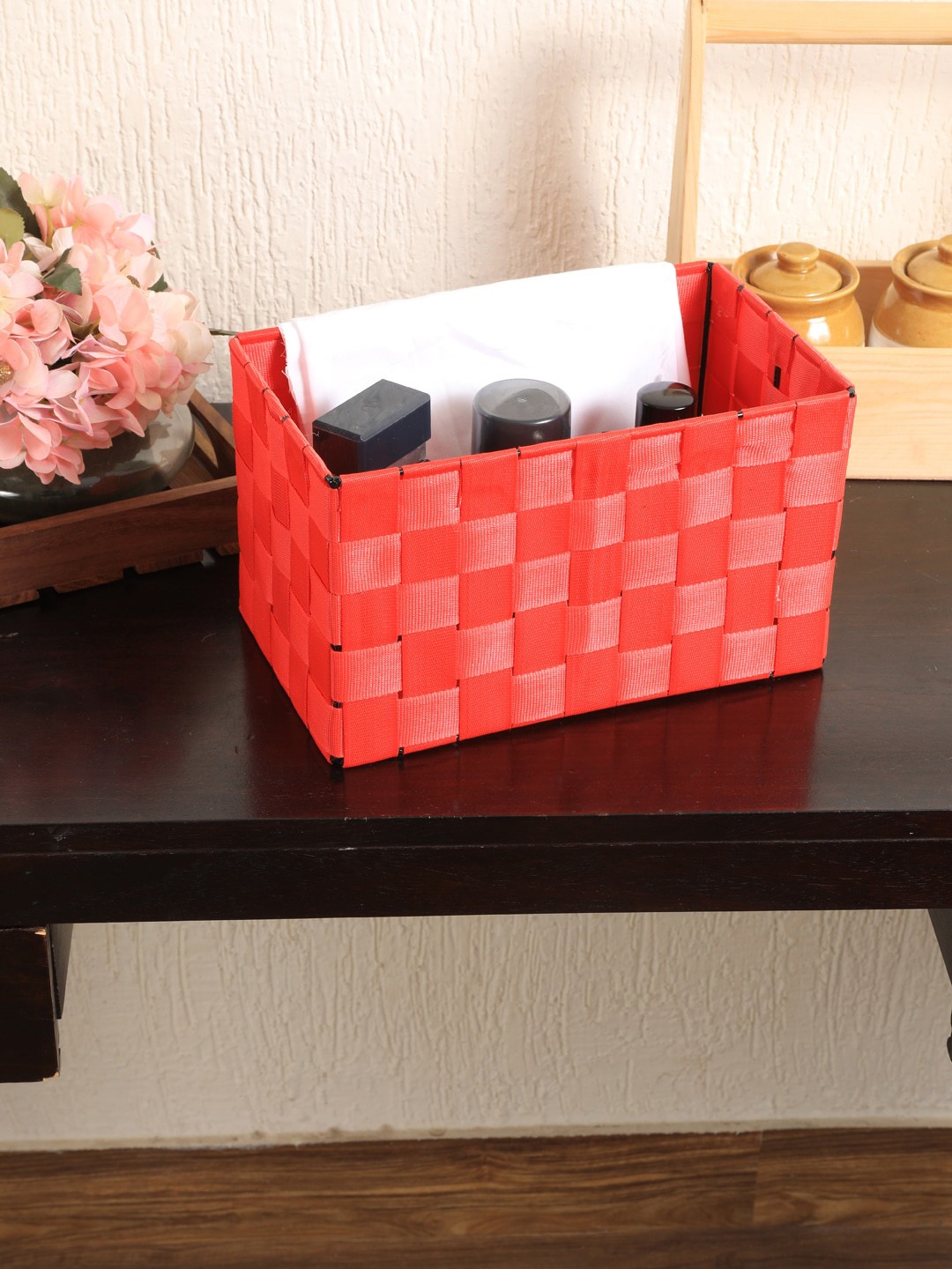

My Gift Booth Red Woven-Design Wire Basket