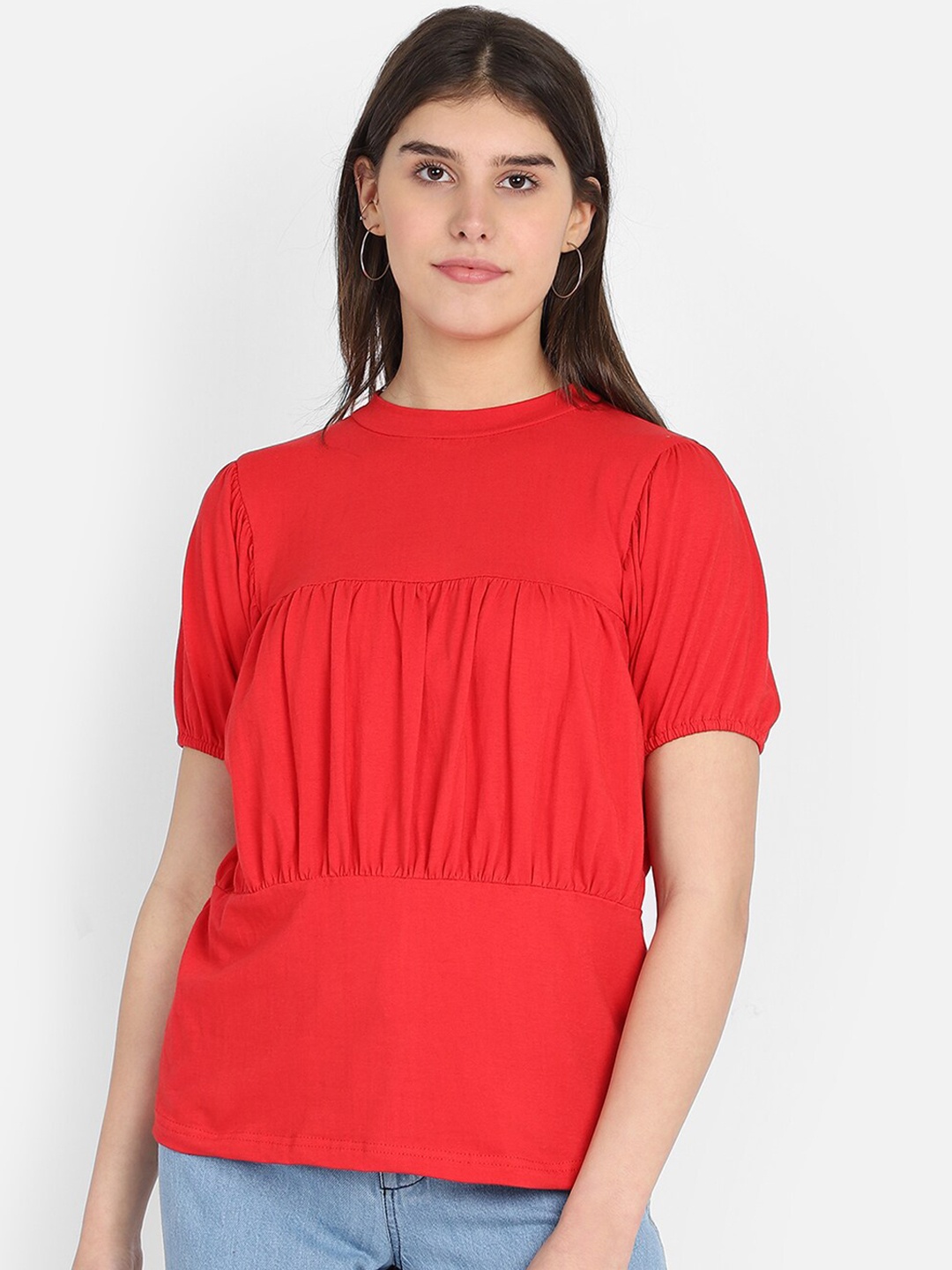 

MARZENI Women Red Solid Top