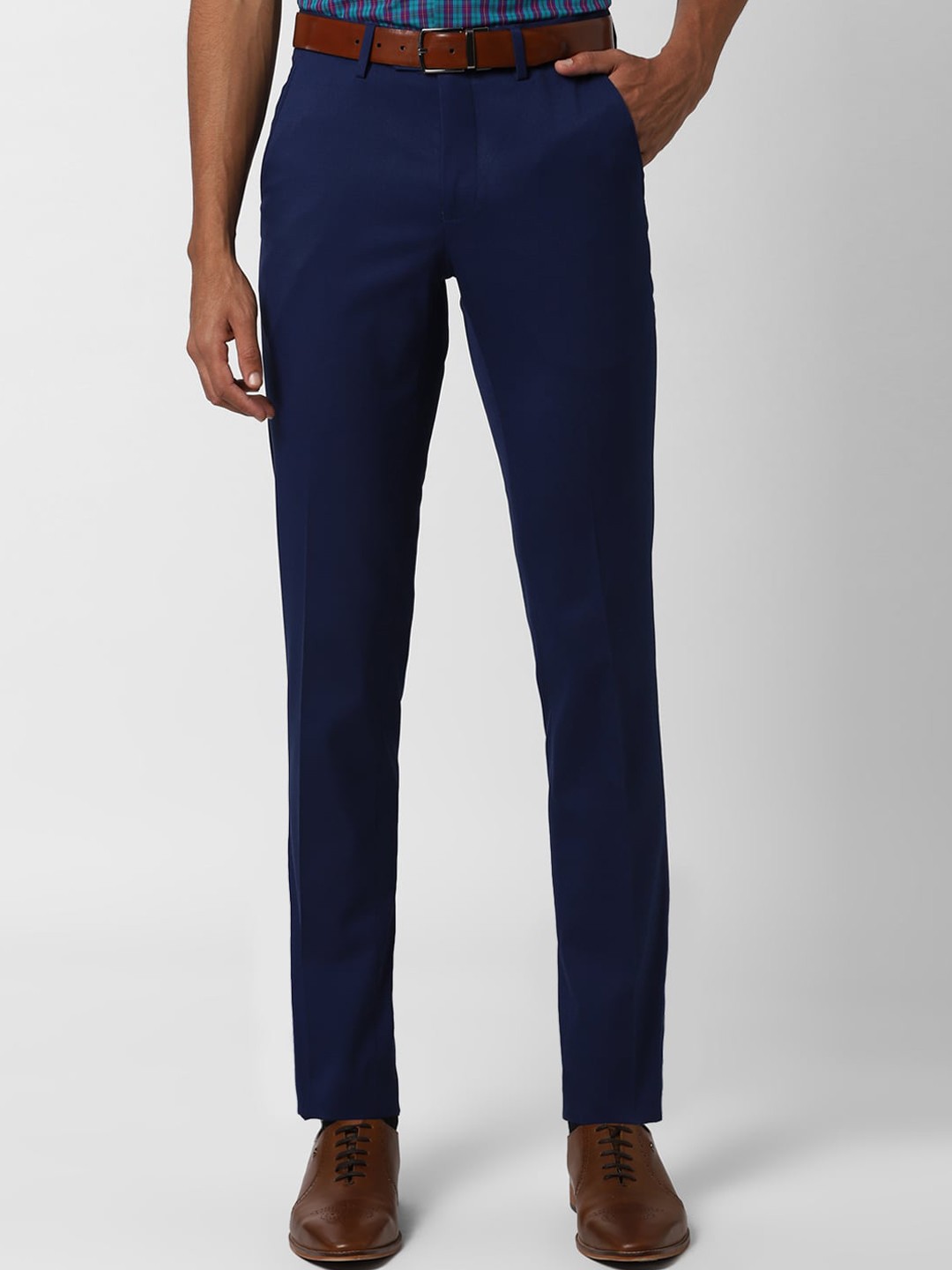 

Peter England Men Navy Blue Slim Fit Solid Formal Trousers