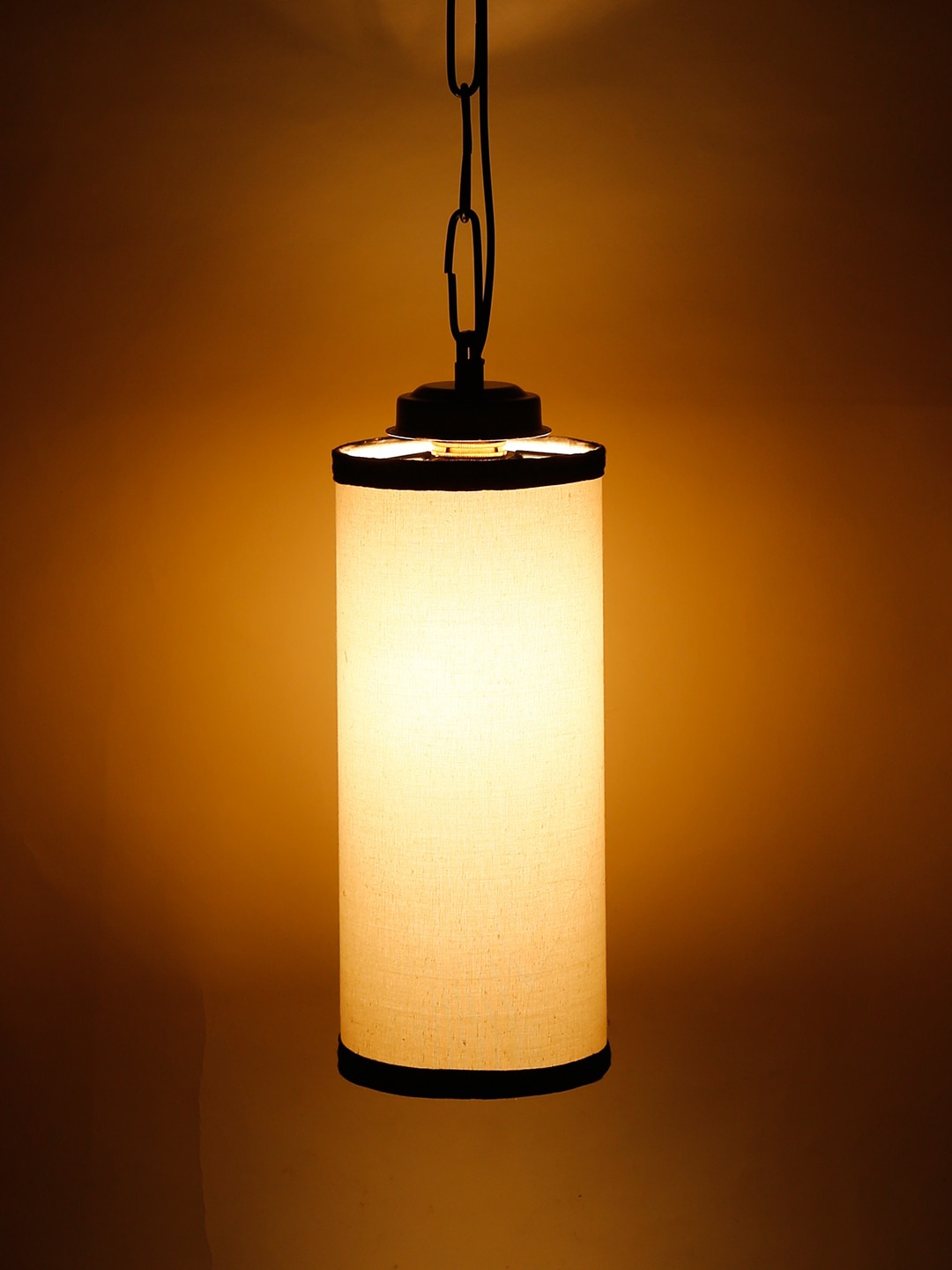 Devansh Black & White Solid Traditional Cylindrical Hanging Light