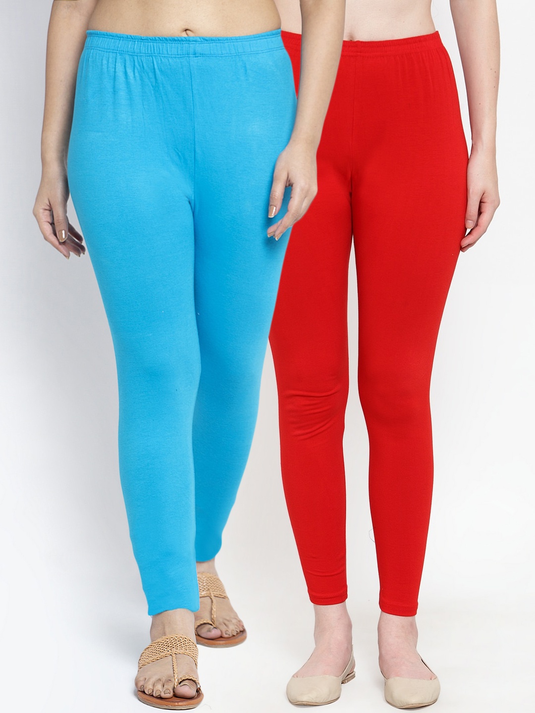 

GRACIT Women Pack Of 2 Solid Ankle-Length Leggings, Red