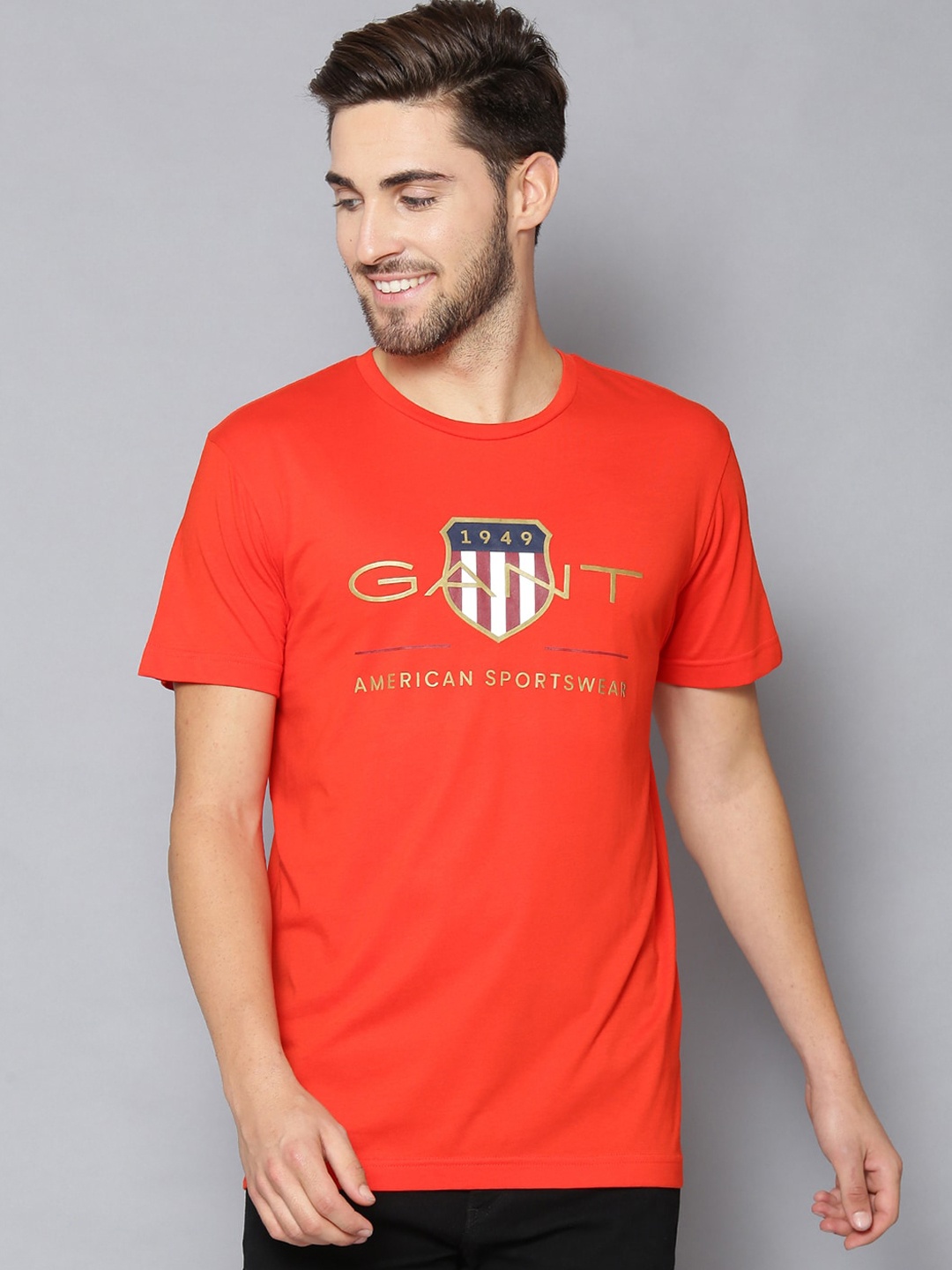 

GANT Men Red Printed Round Neck T-shirt