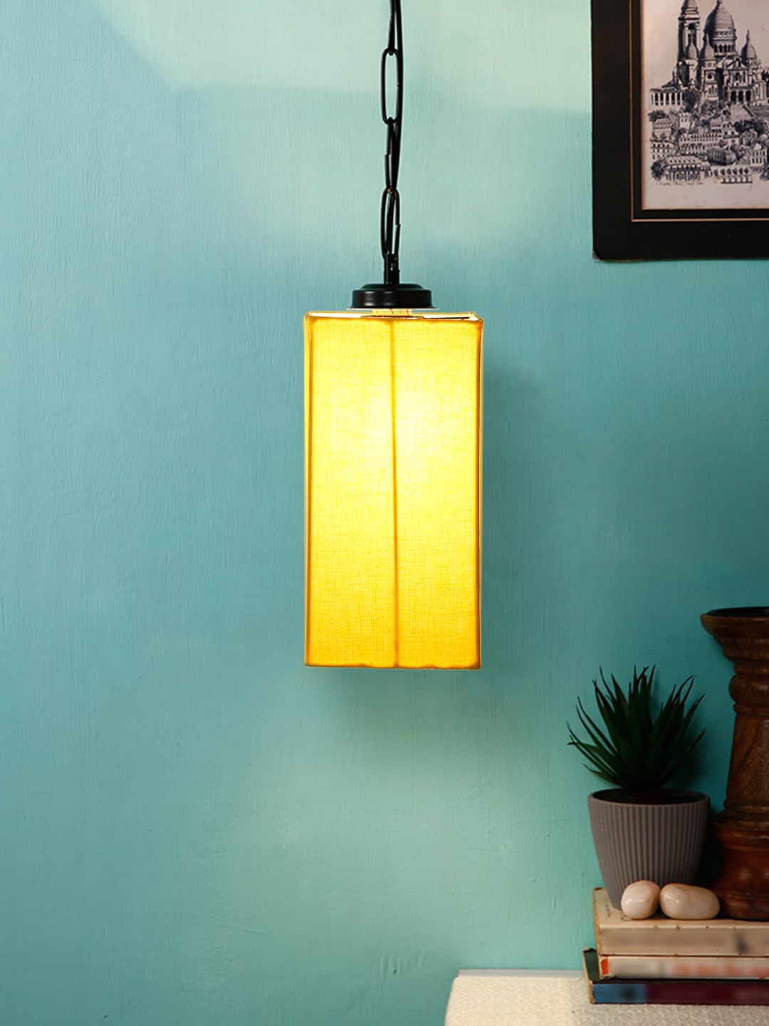 

Devansh Yellow & Black Solid Contemporary Square Hanging Light