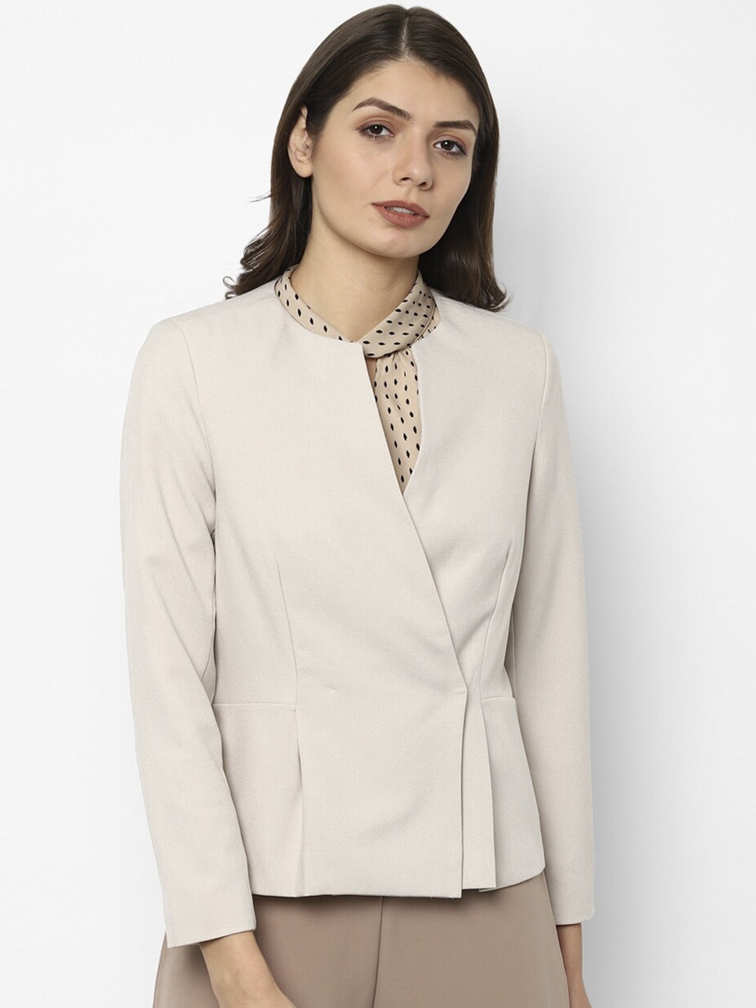 

Allen Solly Woman Women Beige Solid Single-Breasted Formal Blazer