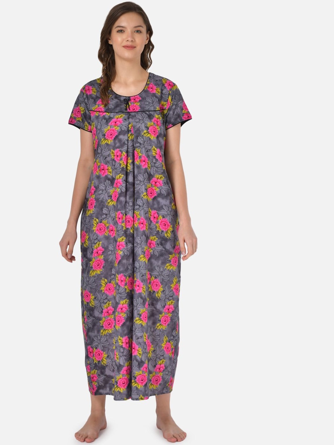 

Klamotten Grey & Pink Printed Nightdress