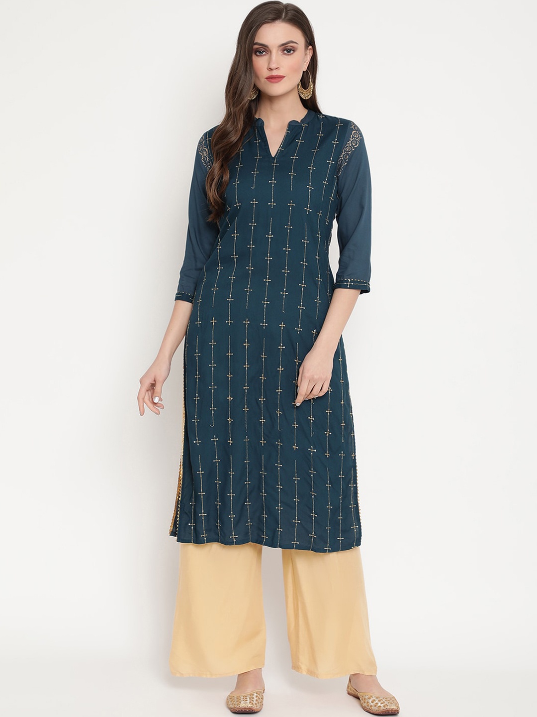 

Ramas Women Teal Embroidered Kurta