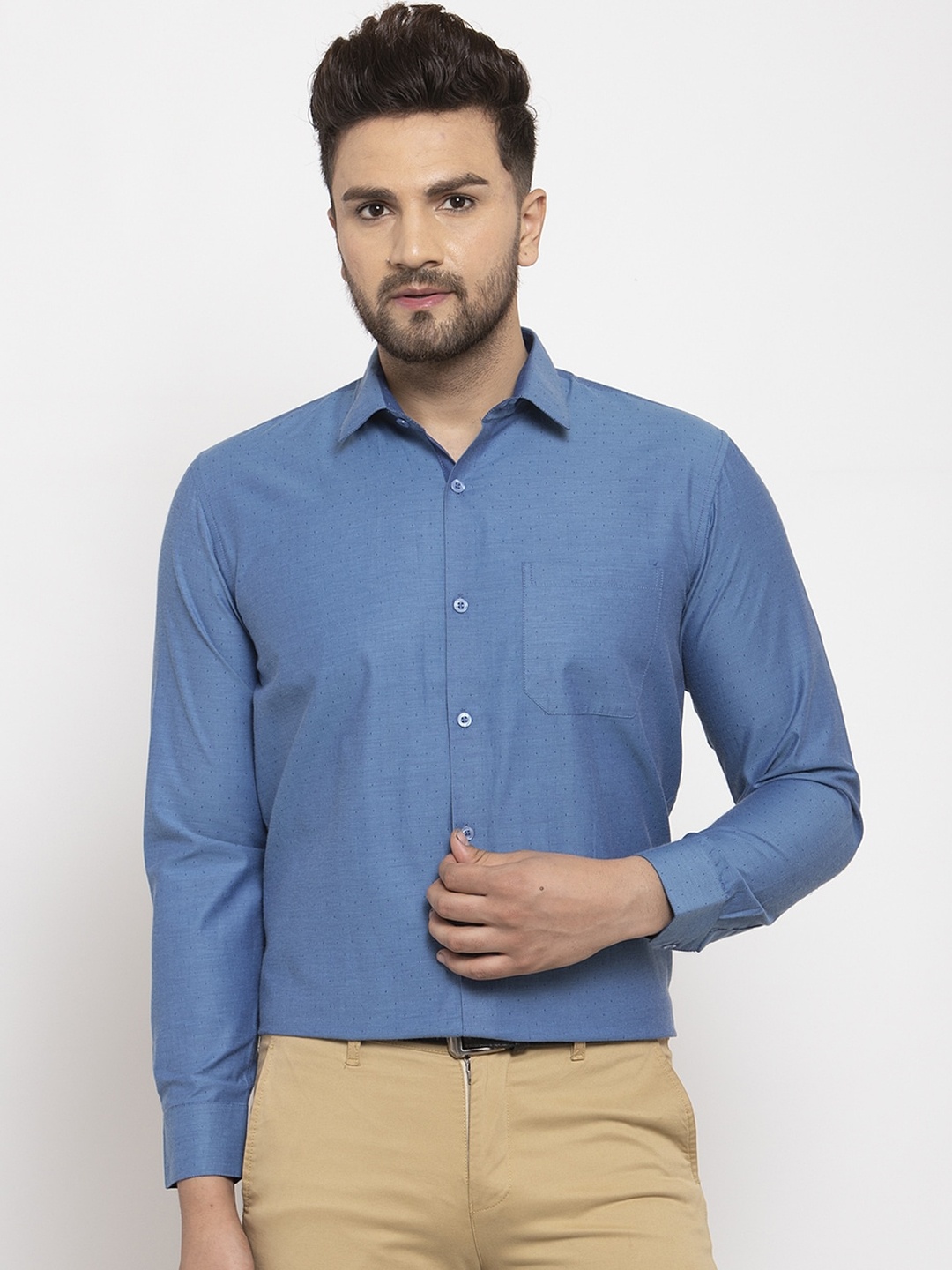 

JAINISH Men Blue Regular Fit Solid Casual Shirt