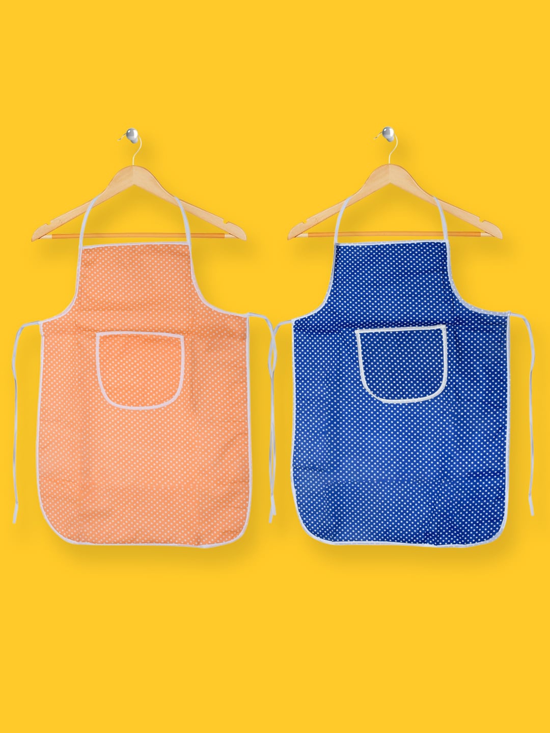

Kuber Industries Unisex Set Of 2 Polka Print Waterproof Kitchen Aprons, Blue
