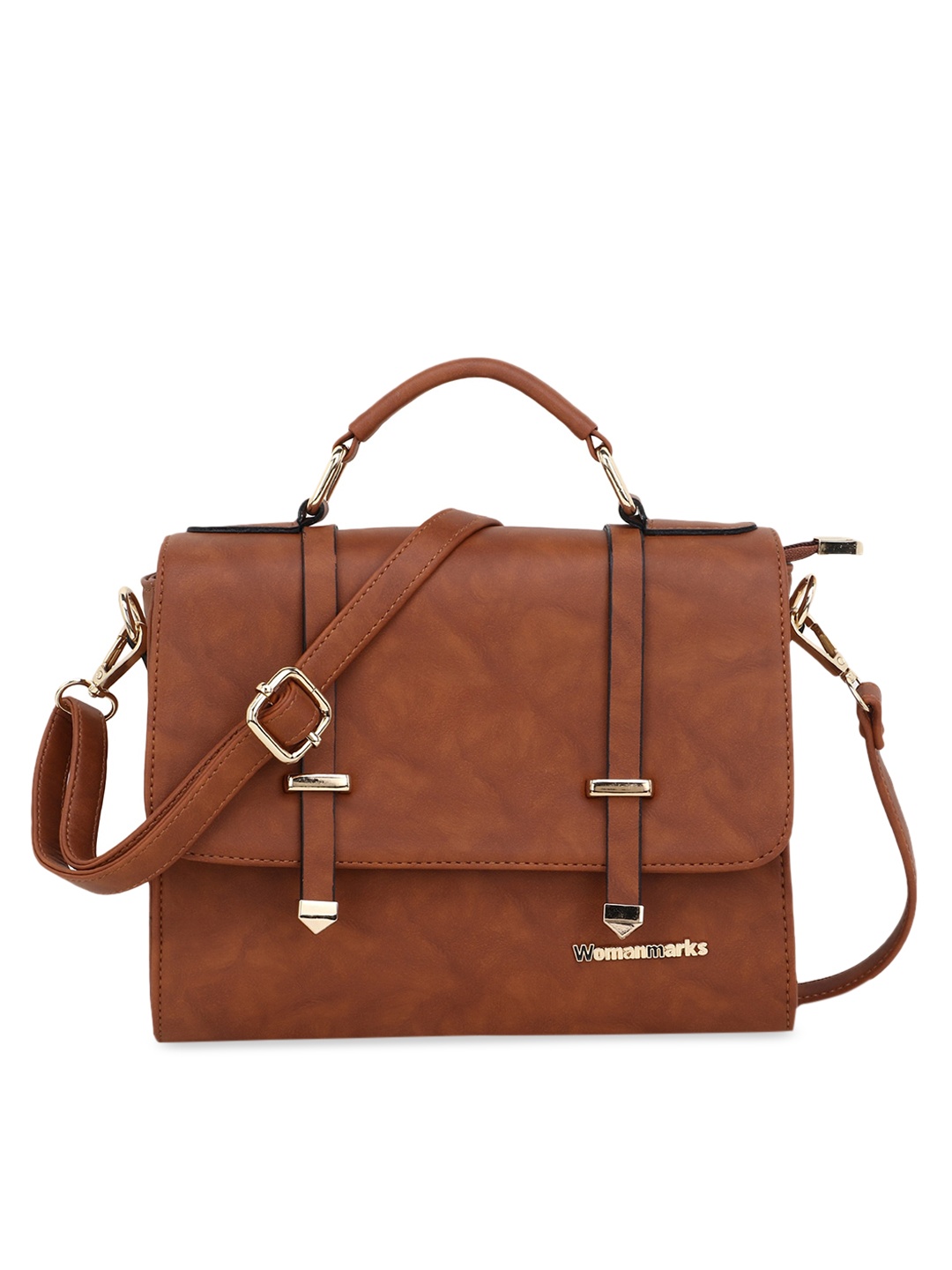 

WOMEN MARKS Tan Self Design Satchel