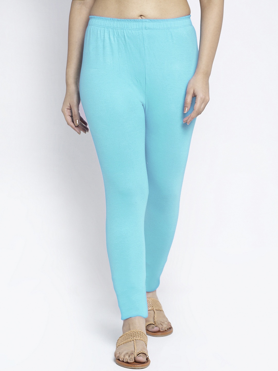 

GRACIT Women Turquoise Blue Solid Ankle-Length Leggings
