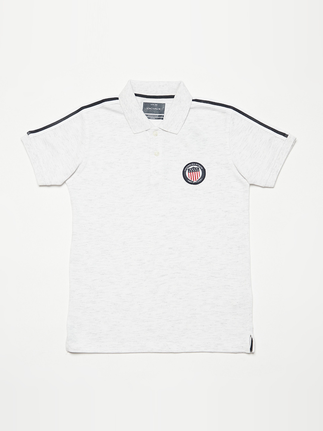 

Octave Boys Grey Solid Polo Collar Tshirt with Side Stripes