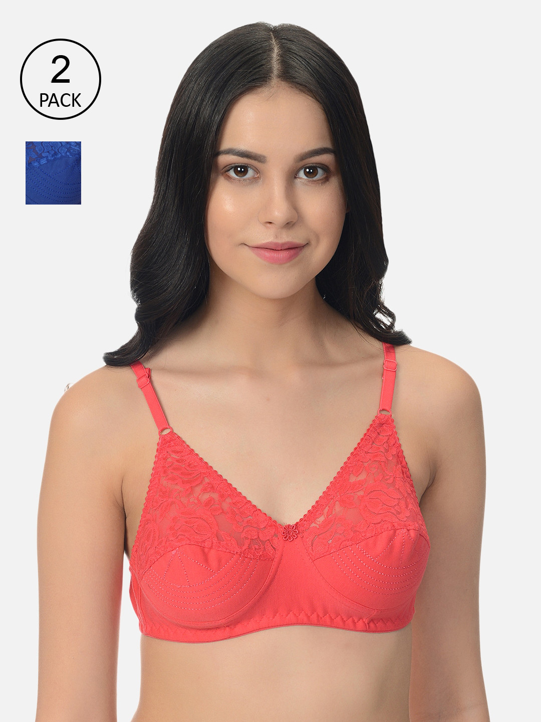 

mod & shy Pack Of 2 Assorted Lace Non-Wired Non Padded Everyday Bras MS1052M