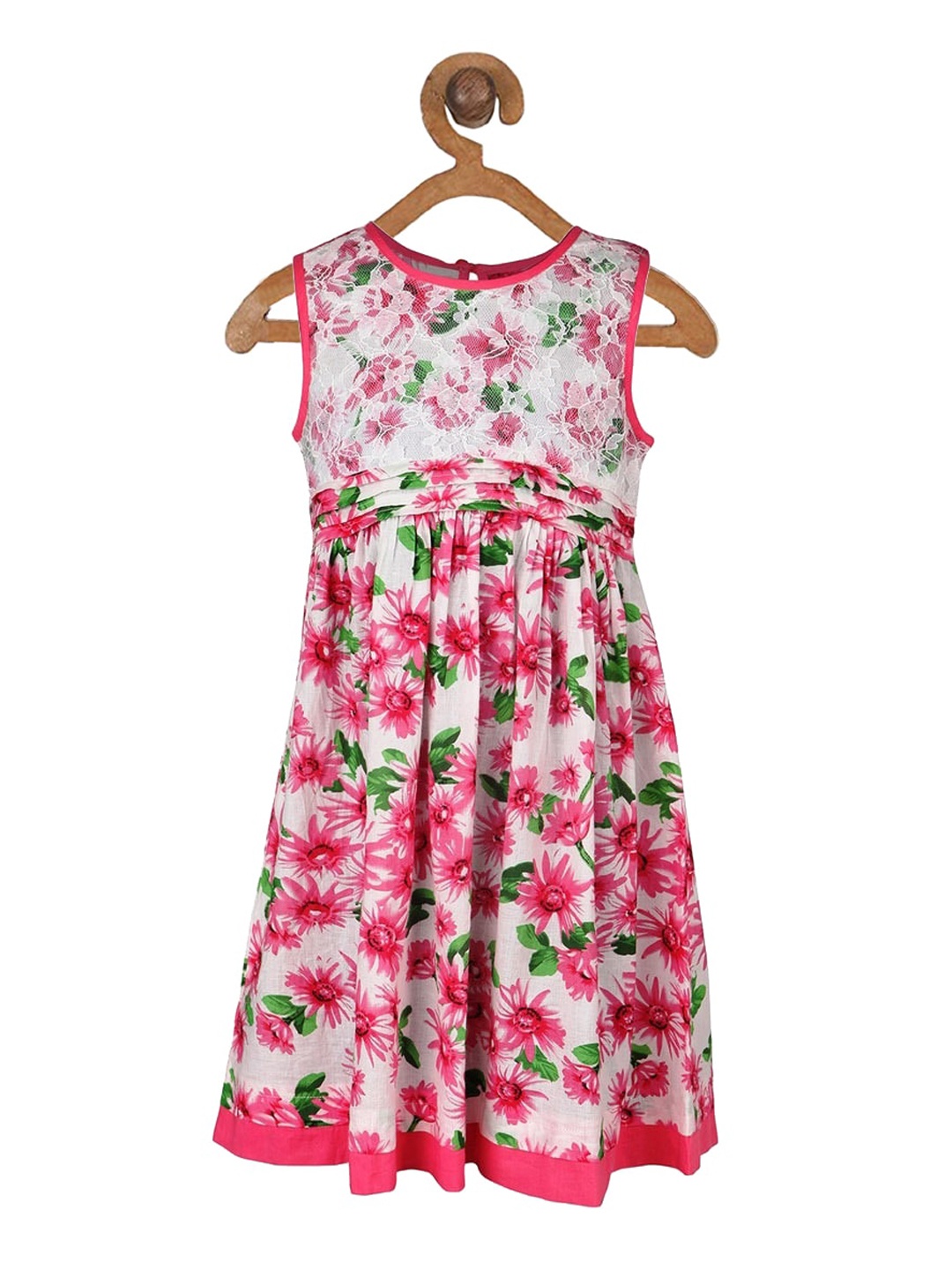 Miyo Girls Pink Printed A-Line Dress