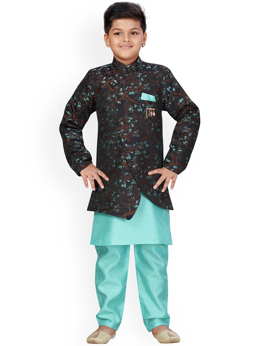 

ahhaaaa Boys Blue Solid Kurta with Salwar