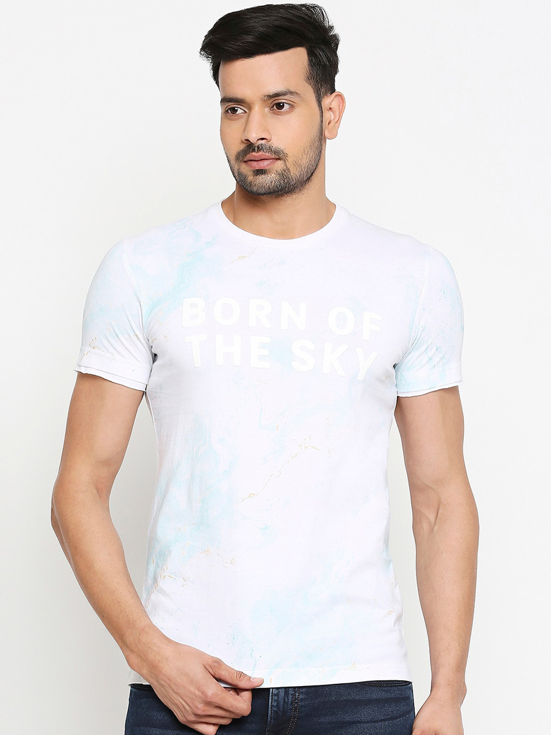 

Mufti Men White Printed Round Neck Pure Cotton T-shirt