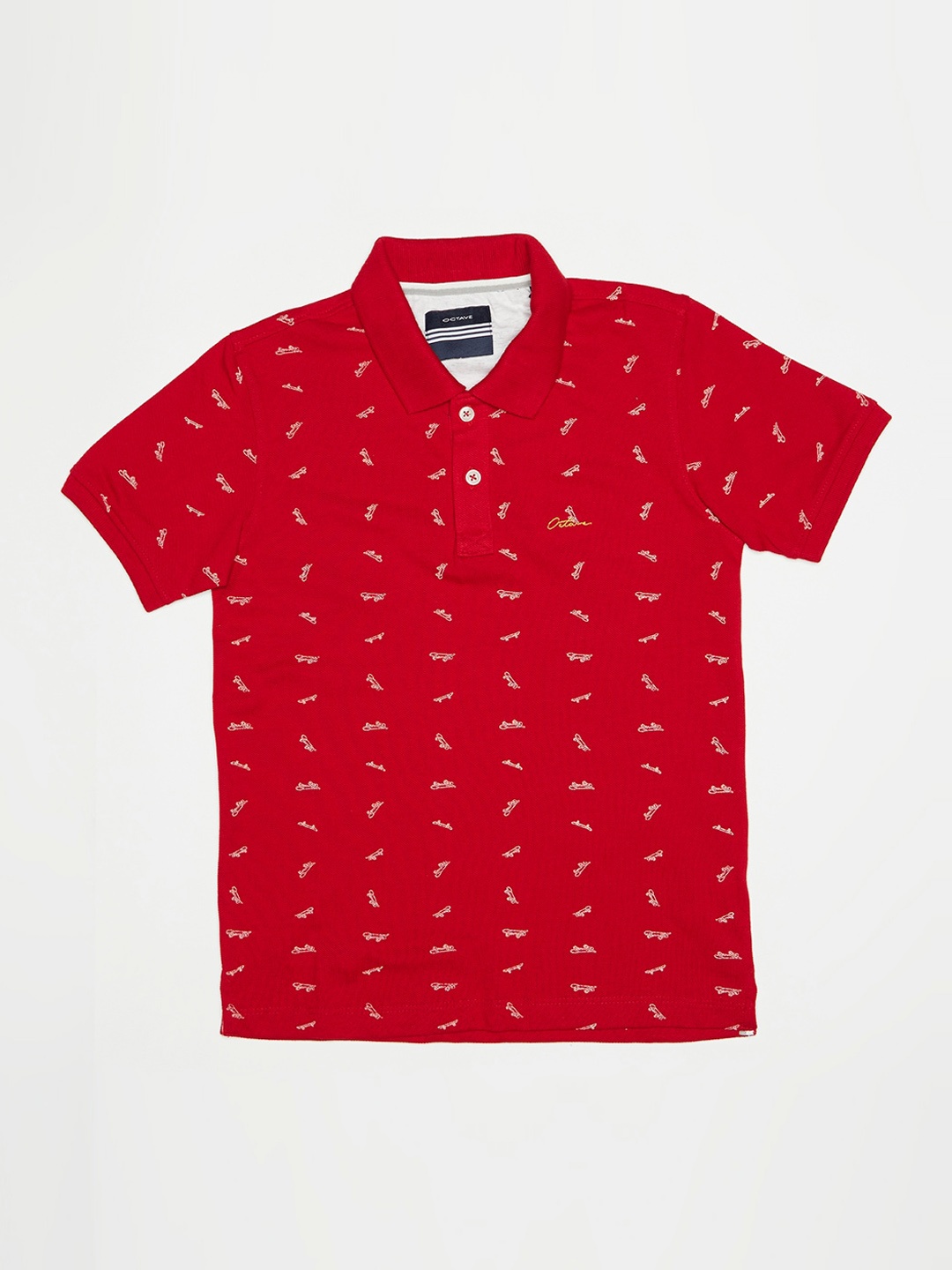 

Octave Boys Red Printed Polo Collar T-shirt