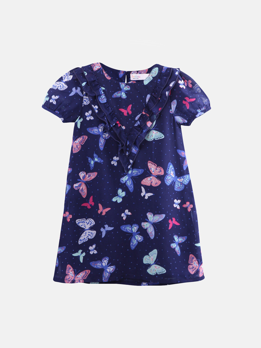 

Beebay Girls Navy Blue Printed A-Line Dress