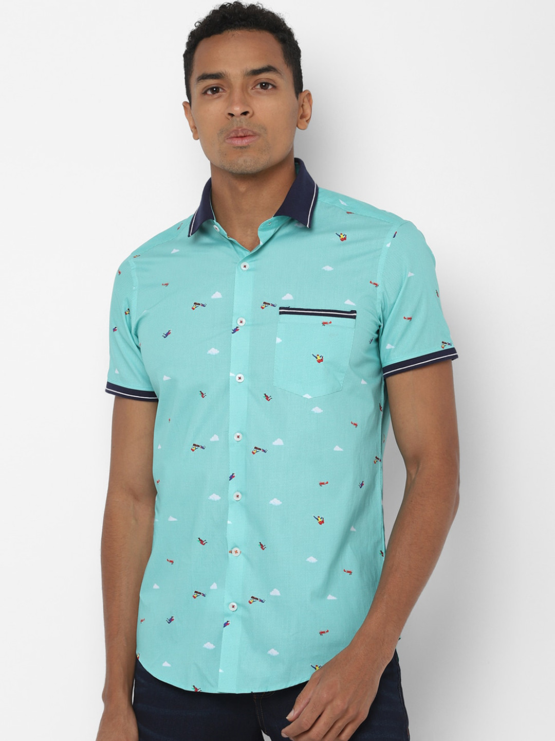 

SIMON CARTER LONDON Men Blue Slim Fit Printed Casual Shirt