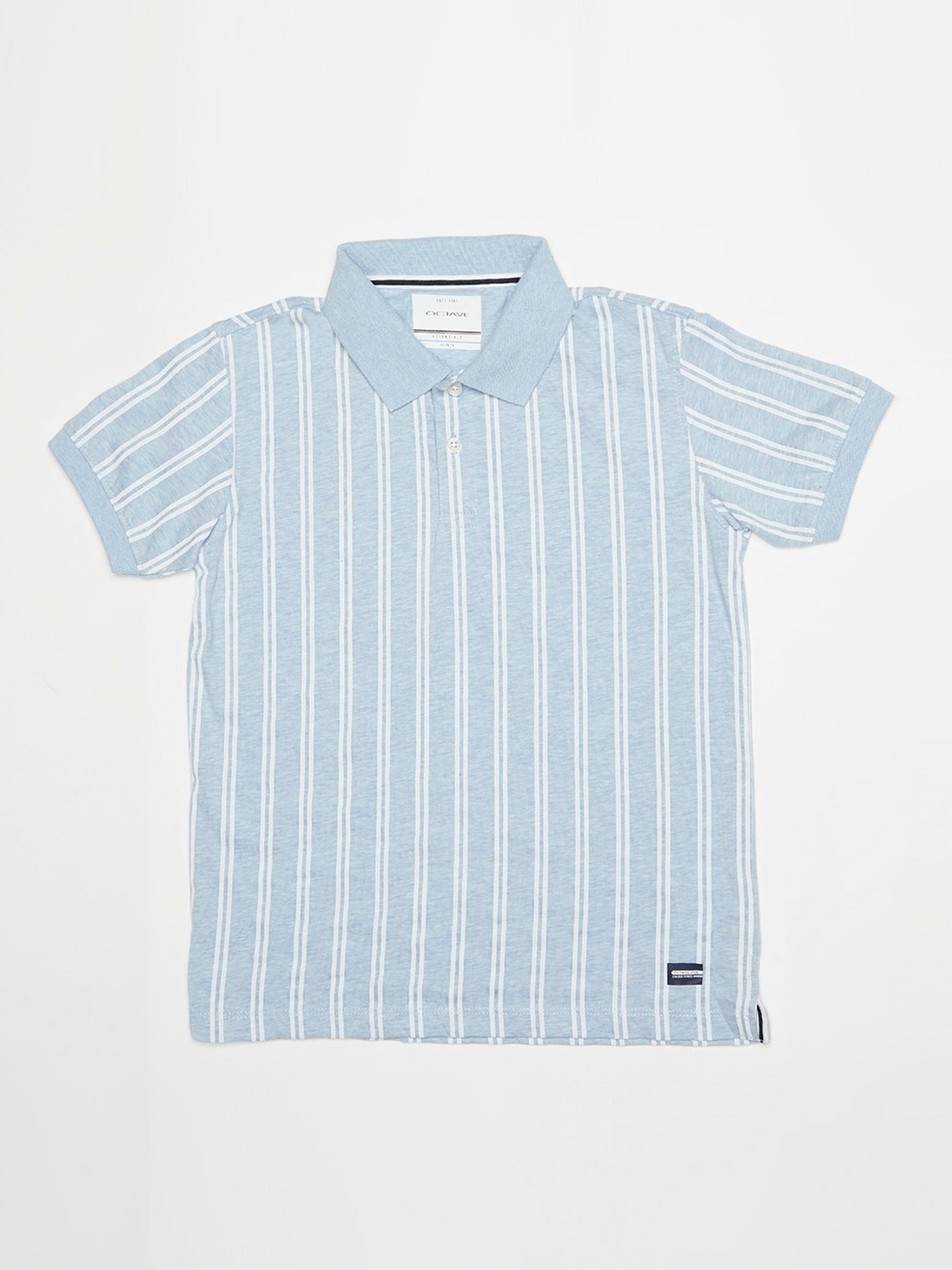 Octave Boys Blue Striped Polo Collar T-shirt