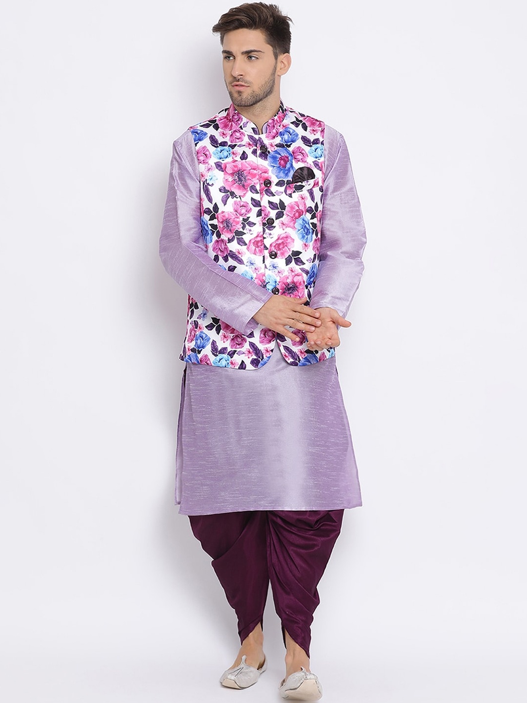 

Hangup Men Multicoloured & Multicoloured Solid Kurta with Harem Pants, Multi