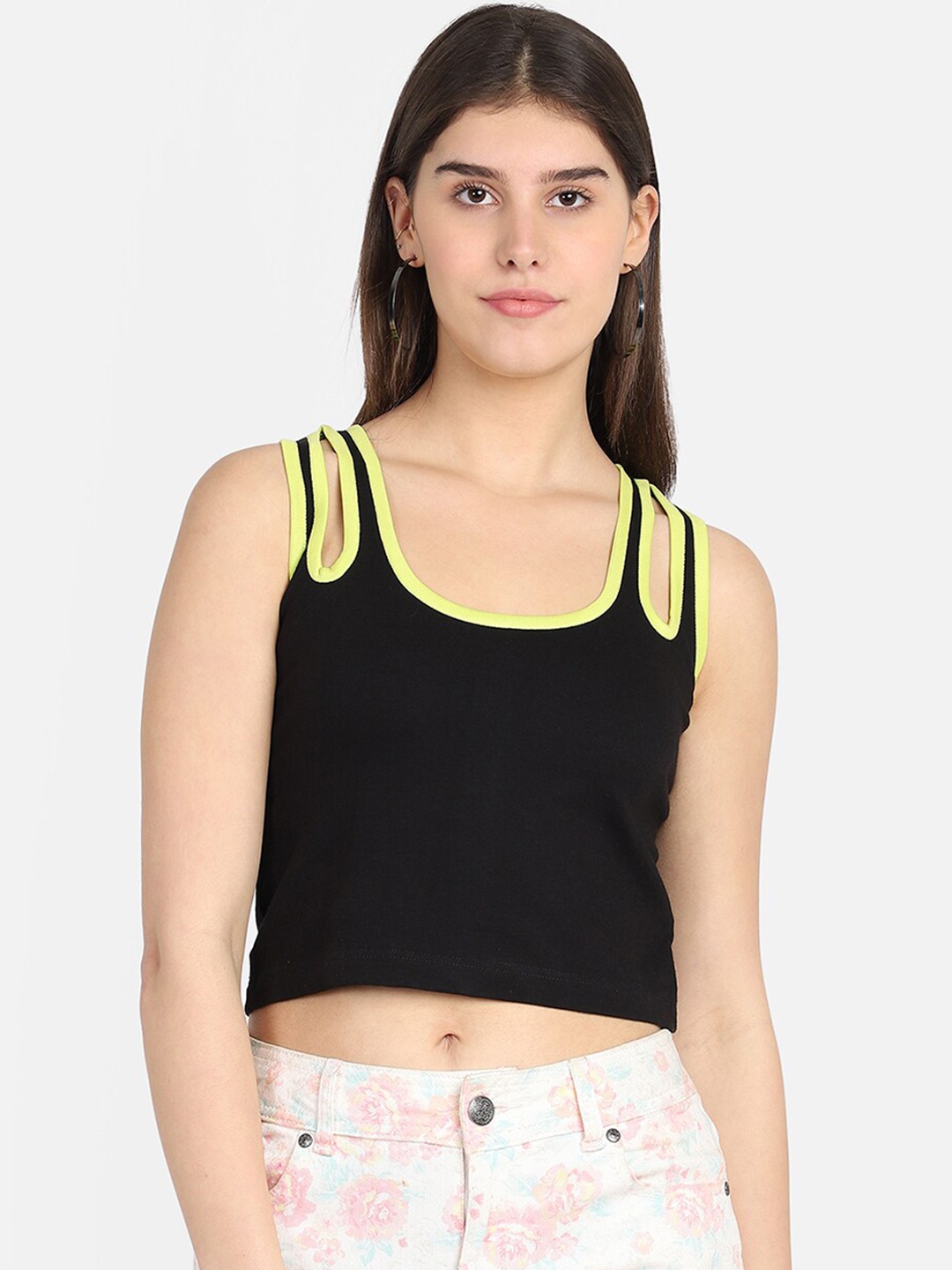 

Marzeni Black Regular Crop Tank Top
