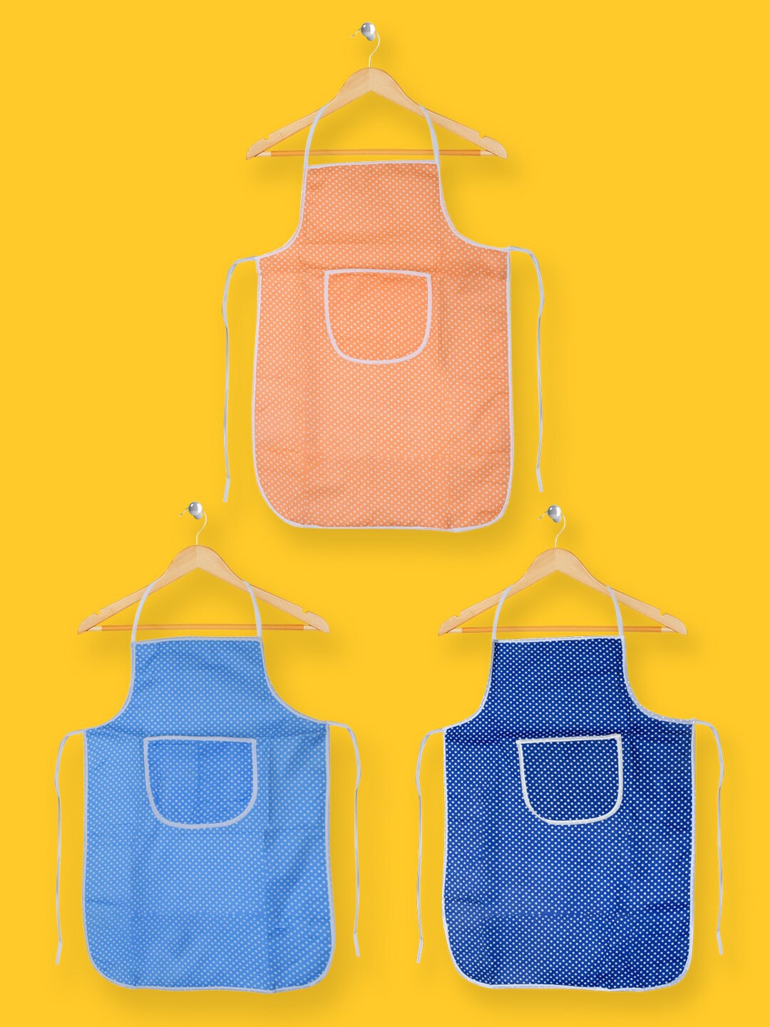 

Kuber Industries Set Of 3 Polka Dots Cotton Waterproof Kitchen Aprons, Blue