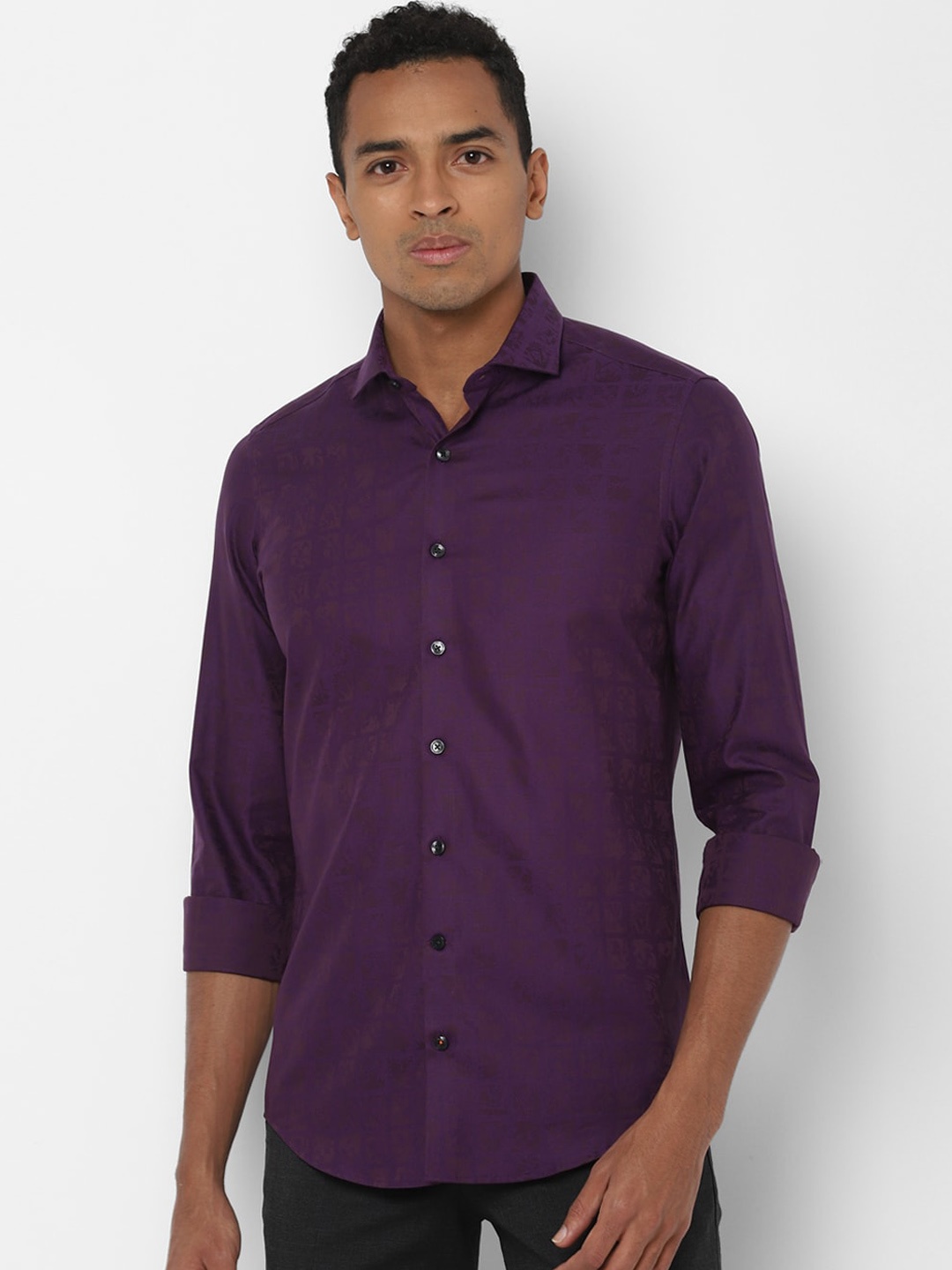 

SIMON CARTER LONDON Men Purple Slim Fit Checked Casual Cotton Shirt