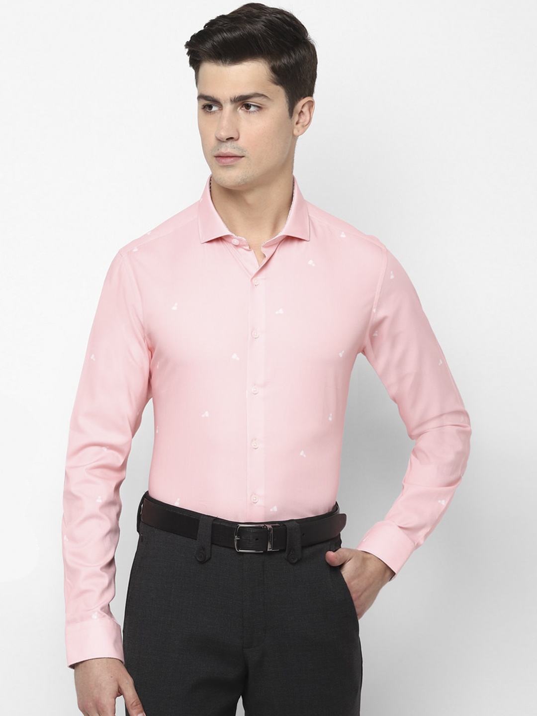 

SIMON CARTER LONDON Men Pink Slim Fit Self Design Formal Shirt
