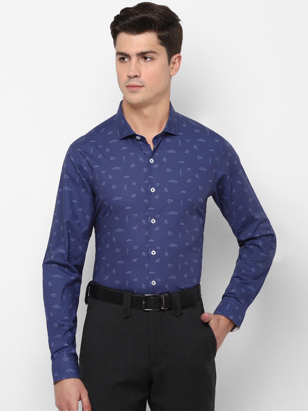 

SIMON CARTER LONDON Men Navy Blue Slim Fit Printed Formal Shirt