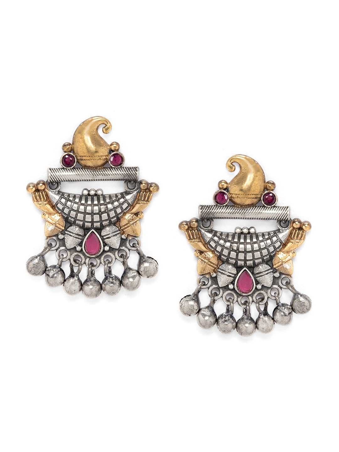

Rubans Silver-Toned Paisley Shaped Drop Earrings